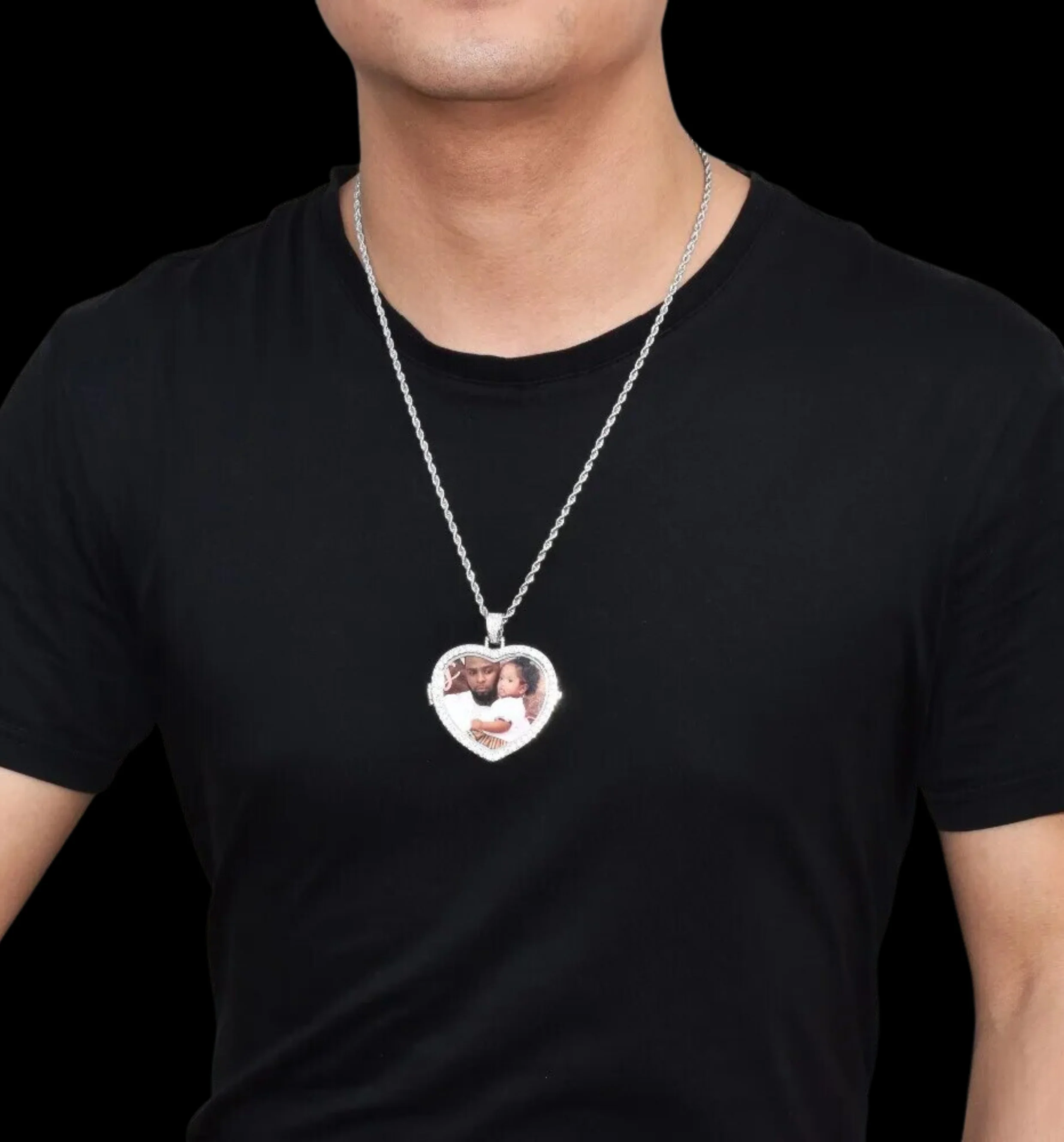 Openable Heart Tennis Custom Photo Picture Pendant Necklace - Image 8