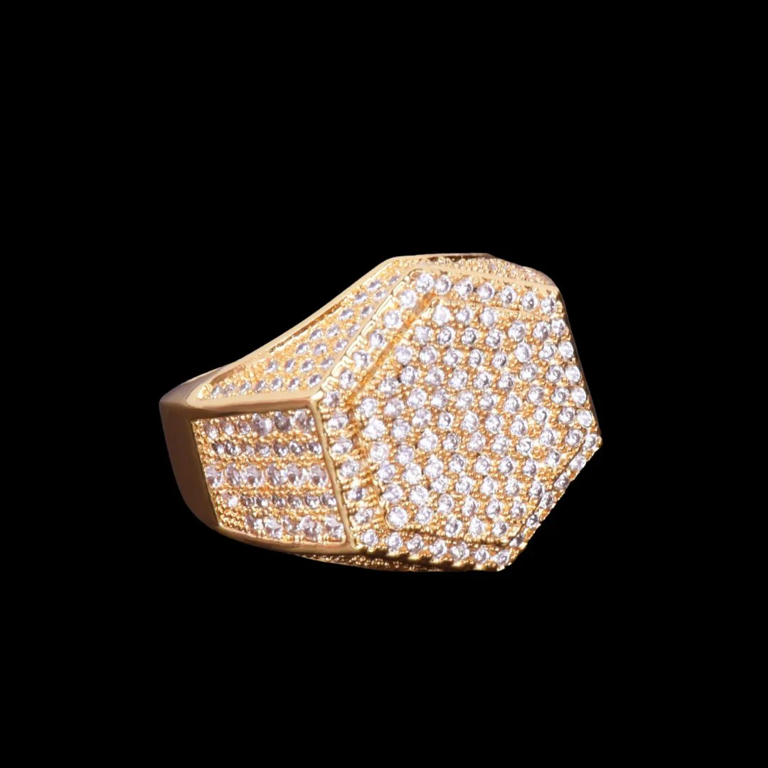 Hexagon Iced Out Diamond Ring - Image 2