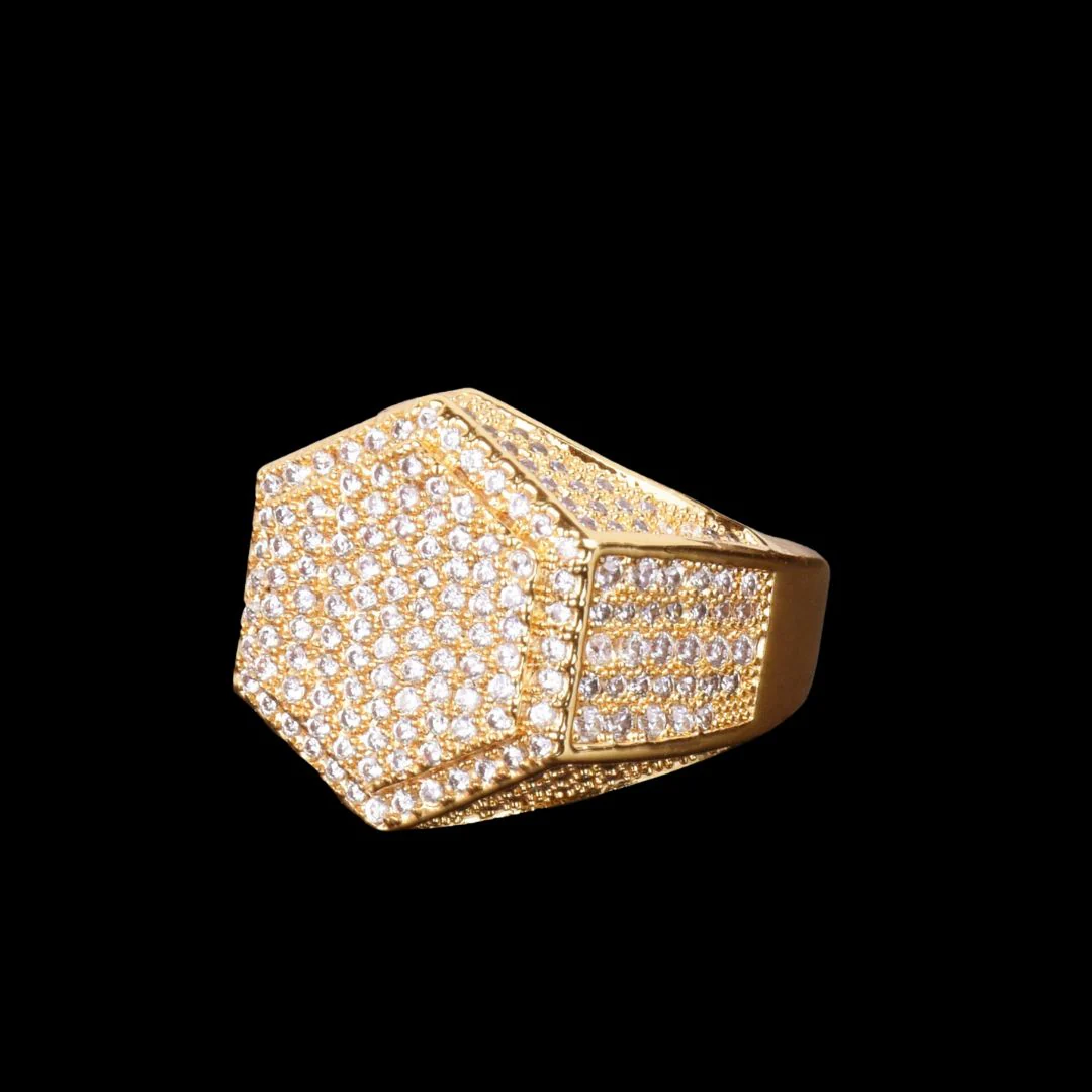 Hexagon Iced Out Diamond Ring - Image 3