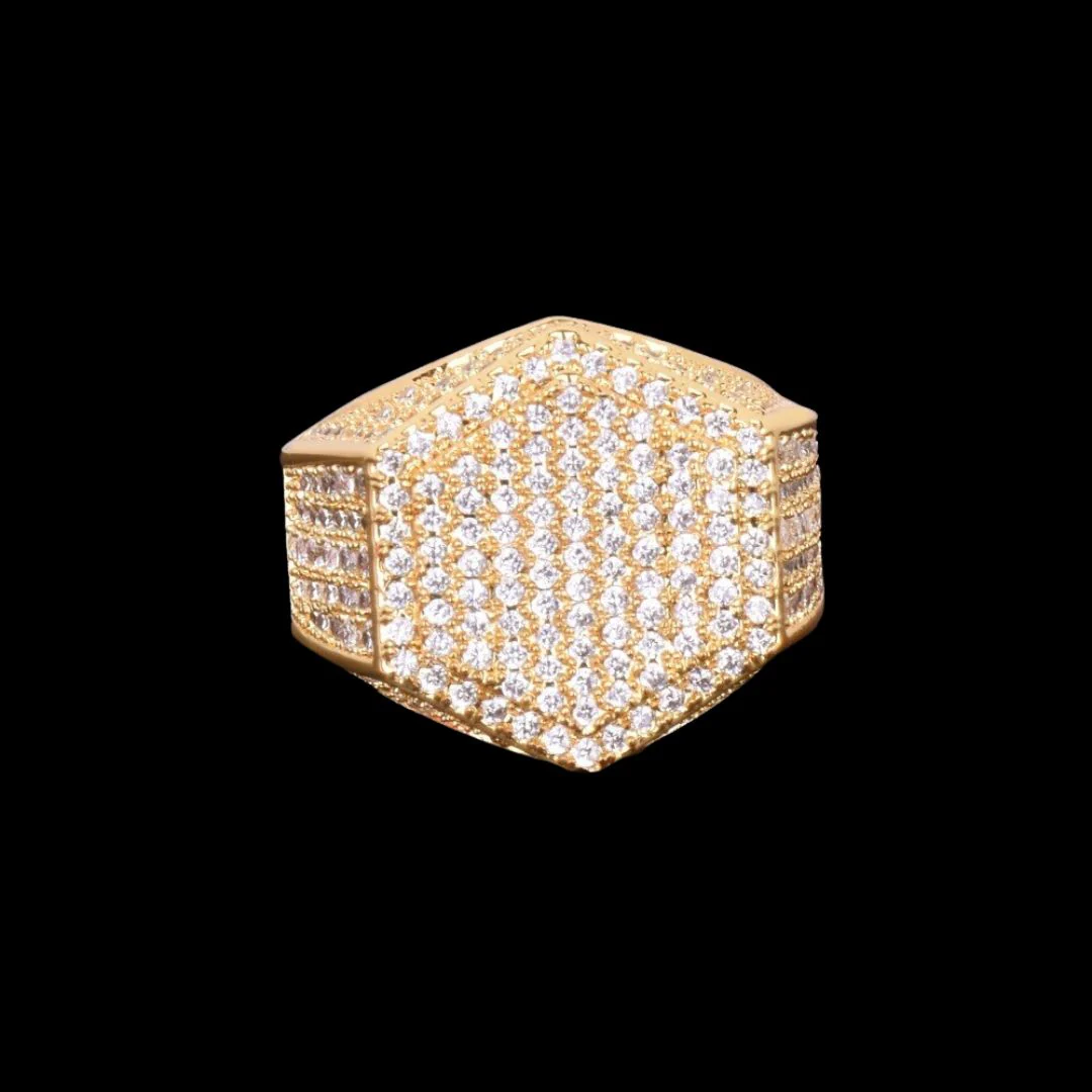 Hexagon Iced Out Diamond Ring - Image 6