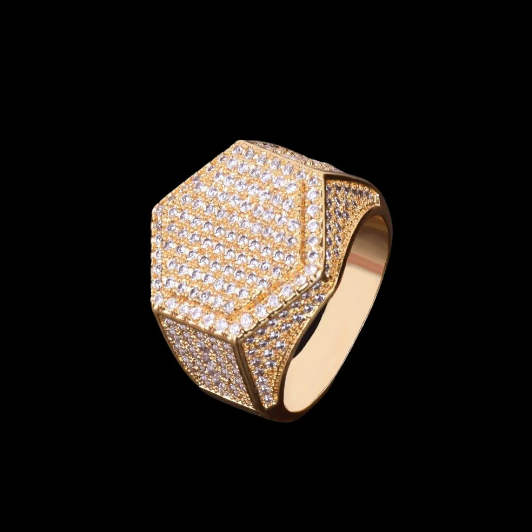 Hexagon Iced Out Diamond Ring - Image 7