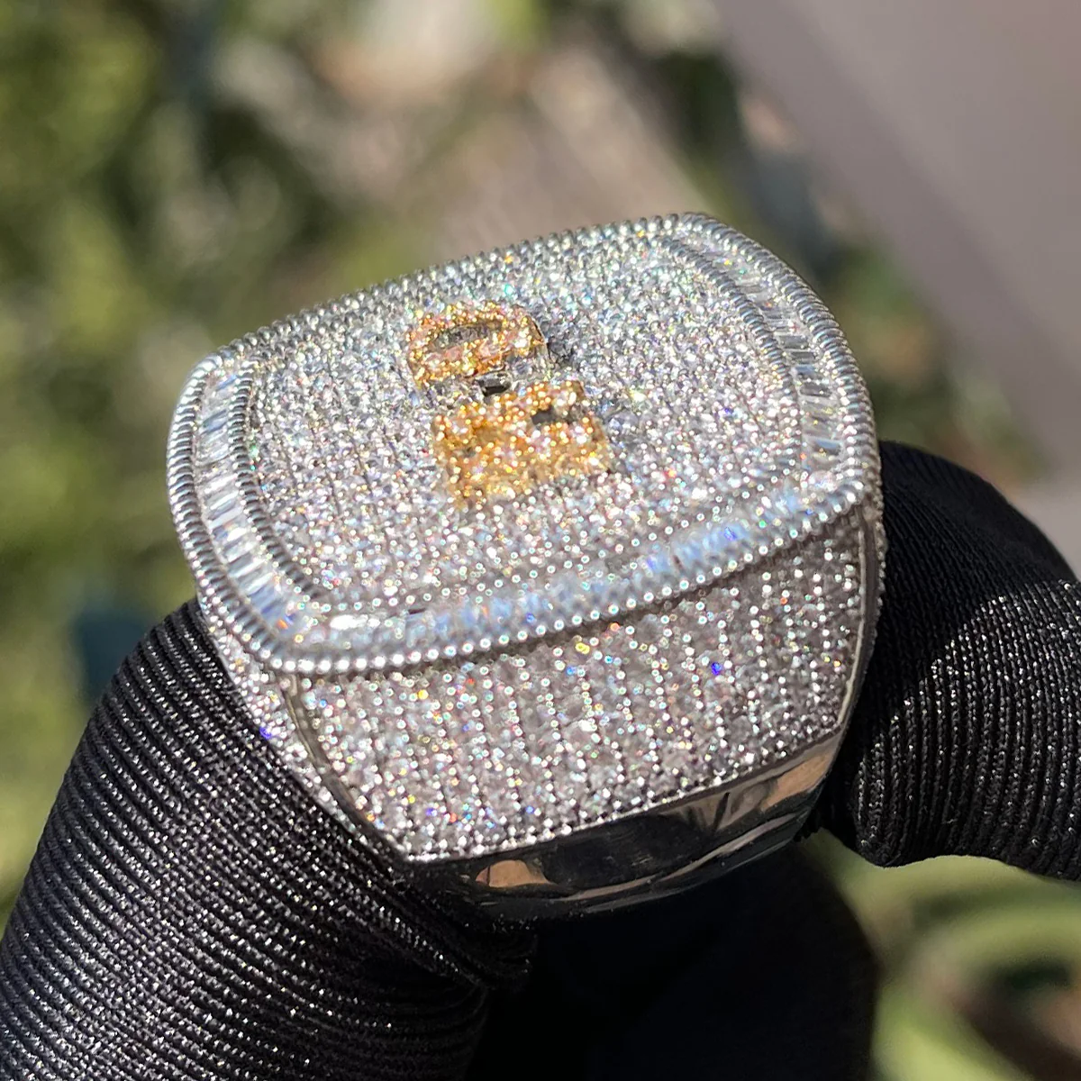 Iced Out Custom Letters Diamond Ring - Image 11