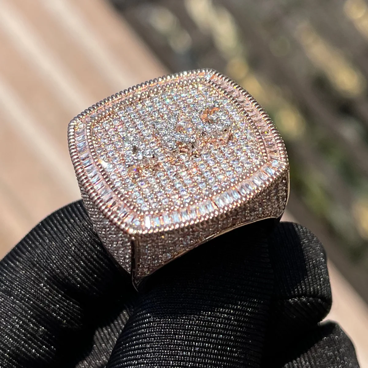 Iced Out Custom Letters Diamond Ring - Image 13