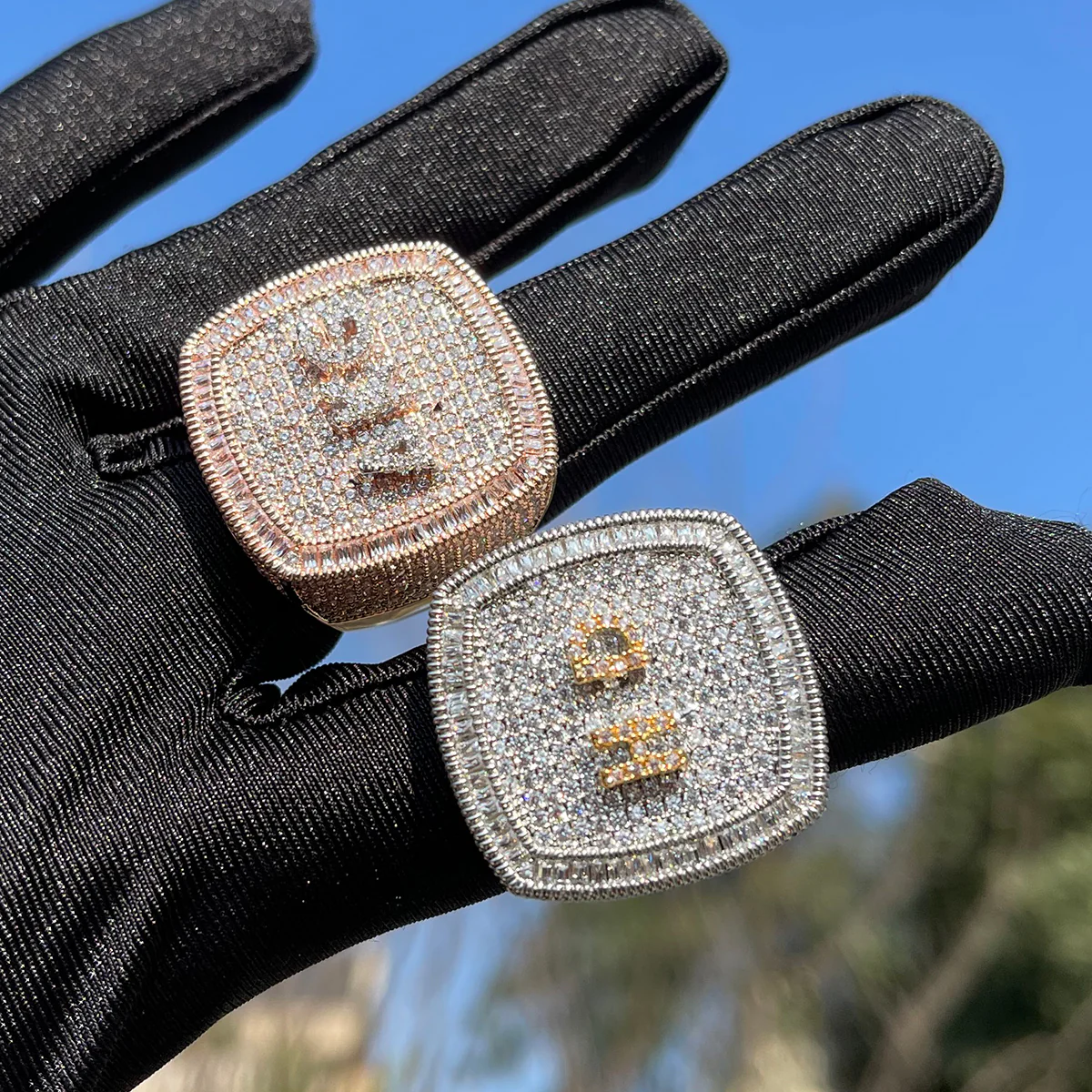 Iced Out Custom Letters Diamond Ring - Image 2