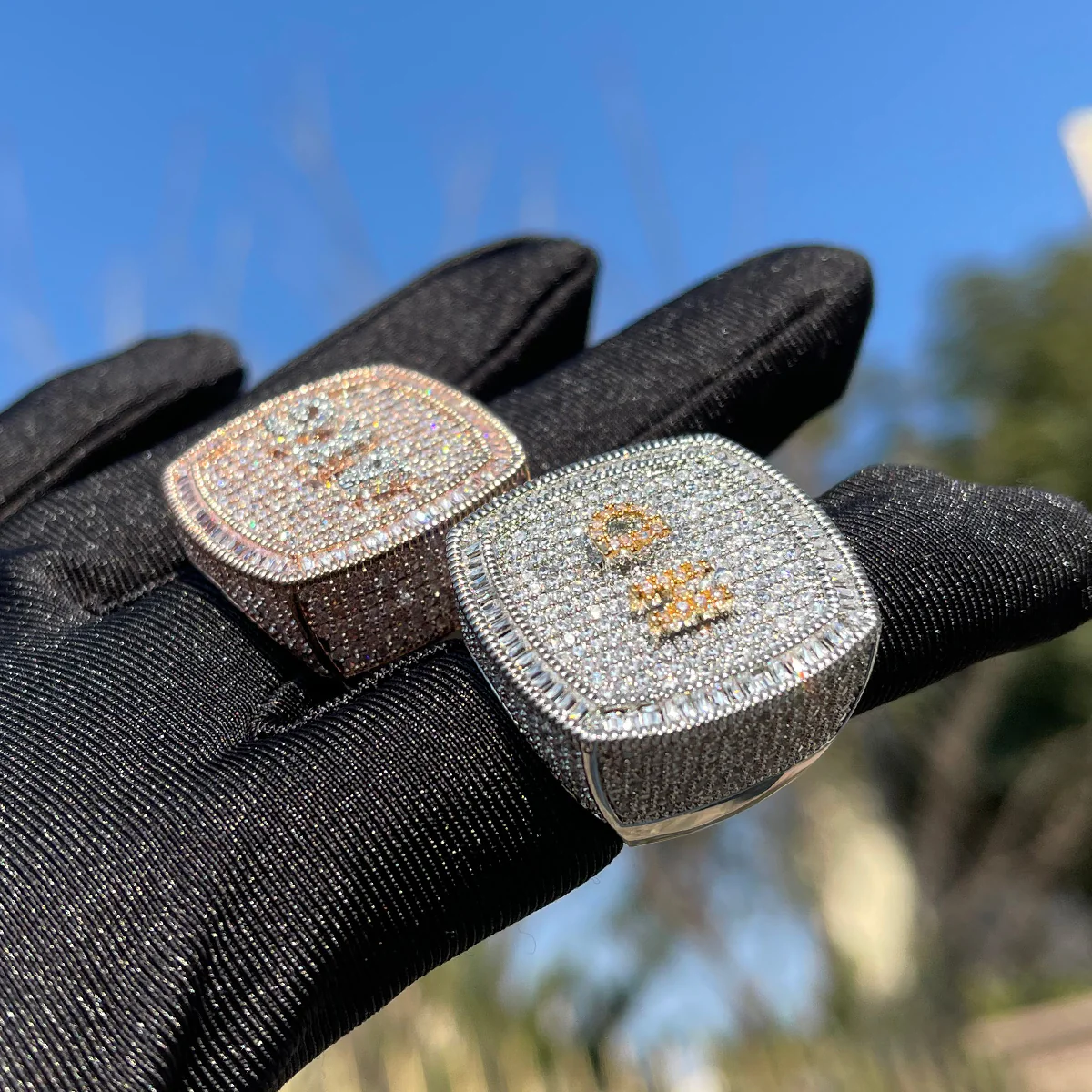 Iced Out Custom Letters Diamond Ring - Image 3