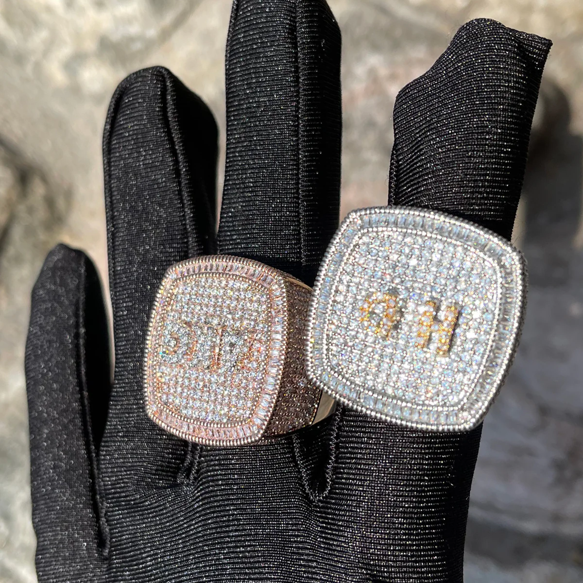 Iced Out Custom Letters Diamond Ring - Image 4