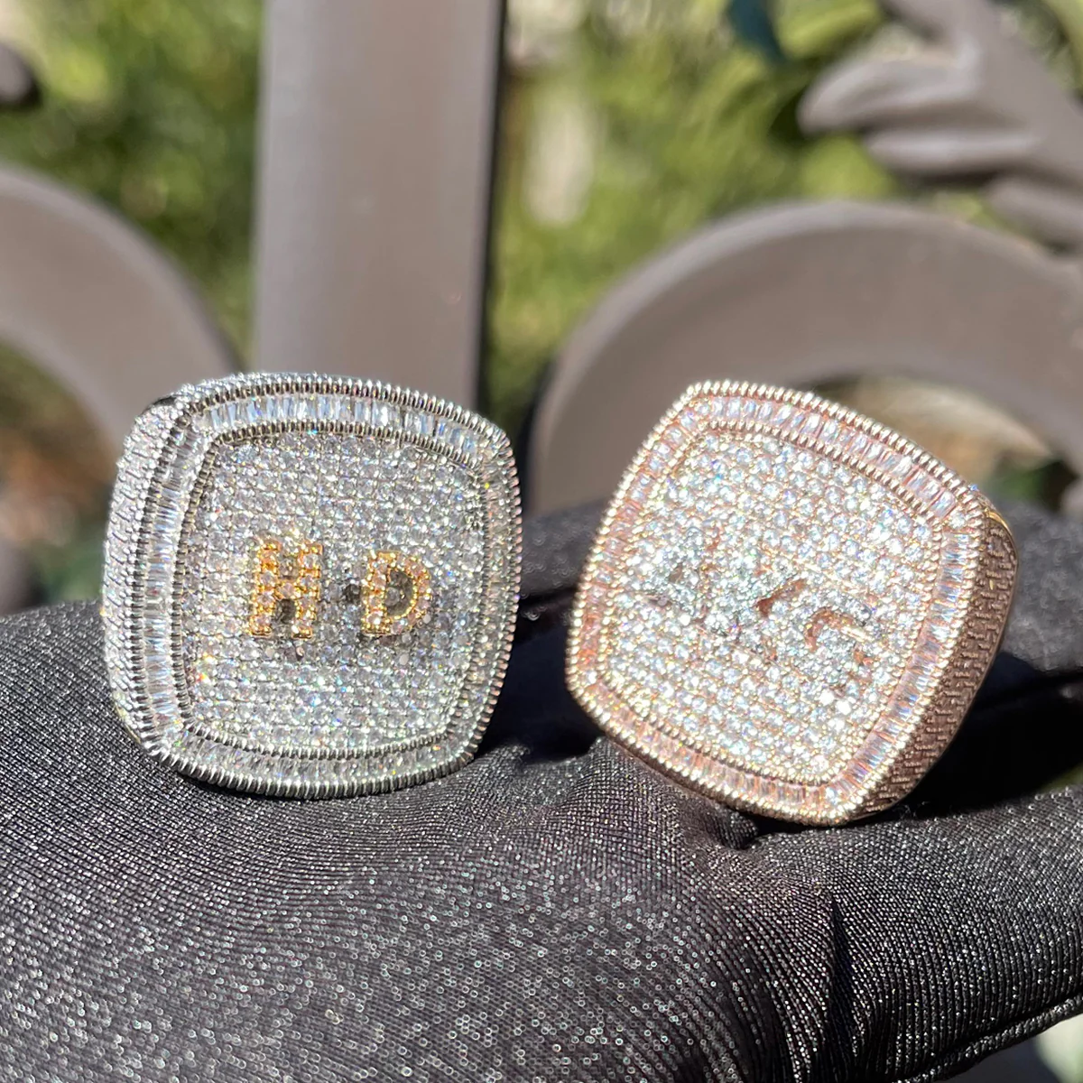 Iced Out Custom Letters Diamond Ring - Image 5