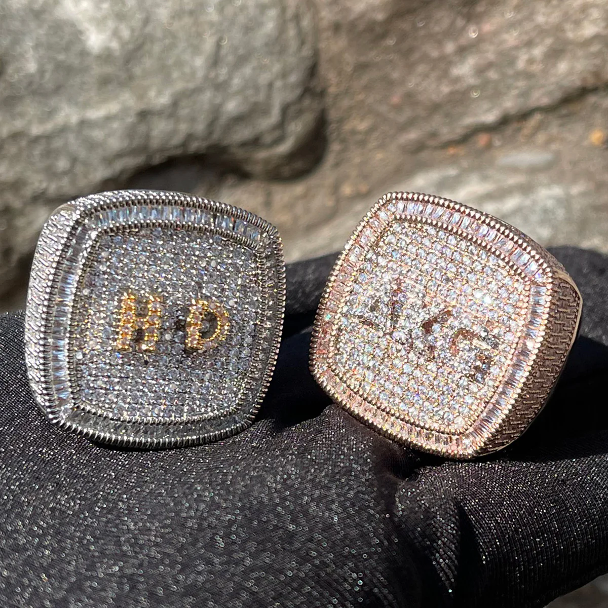 Iced Out Custom Letters Diamond Ring - Image 6