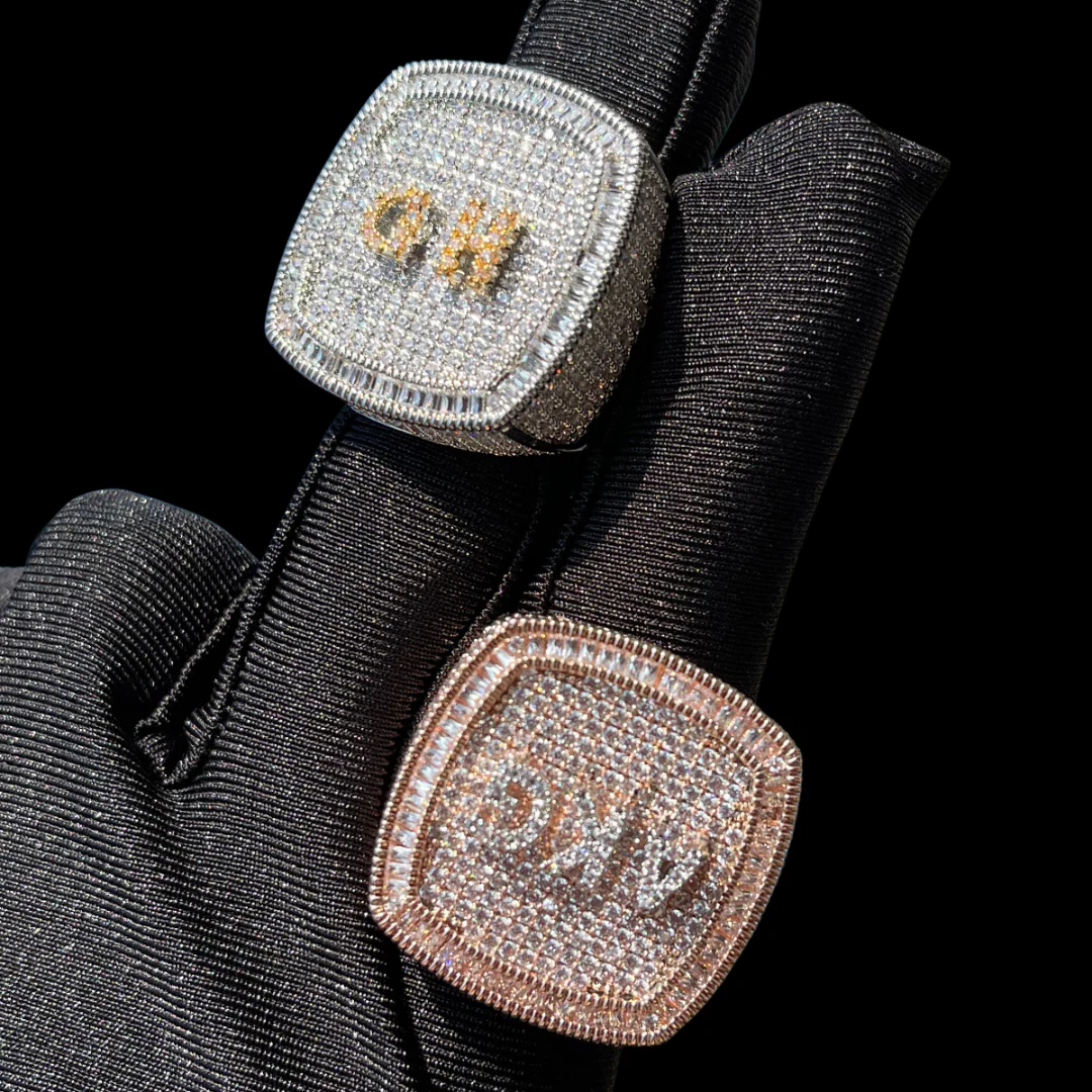 Iced Out Custom Letters Diamond Ring - Image 7