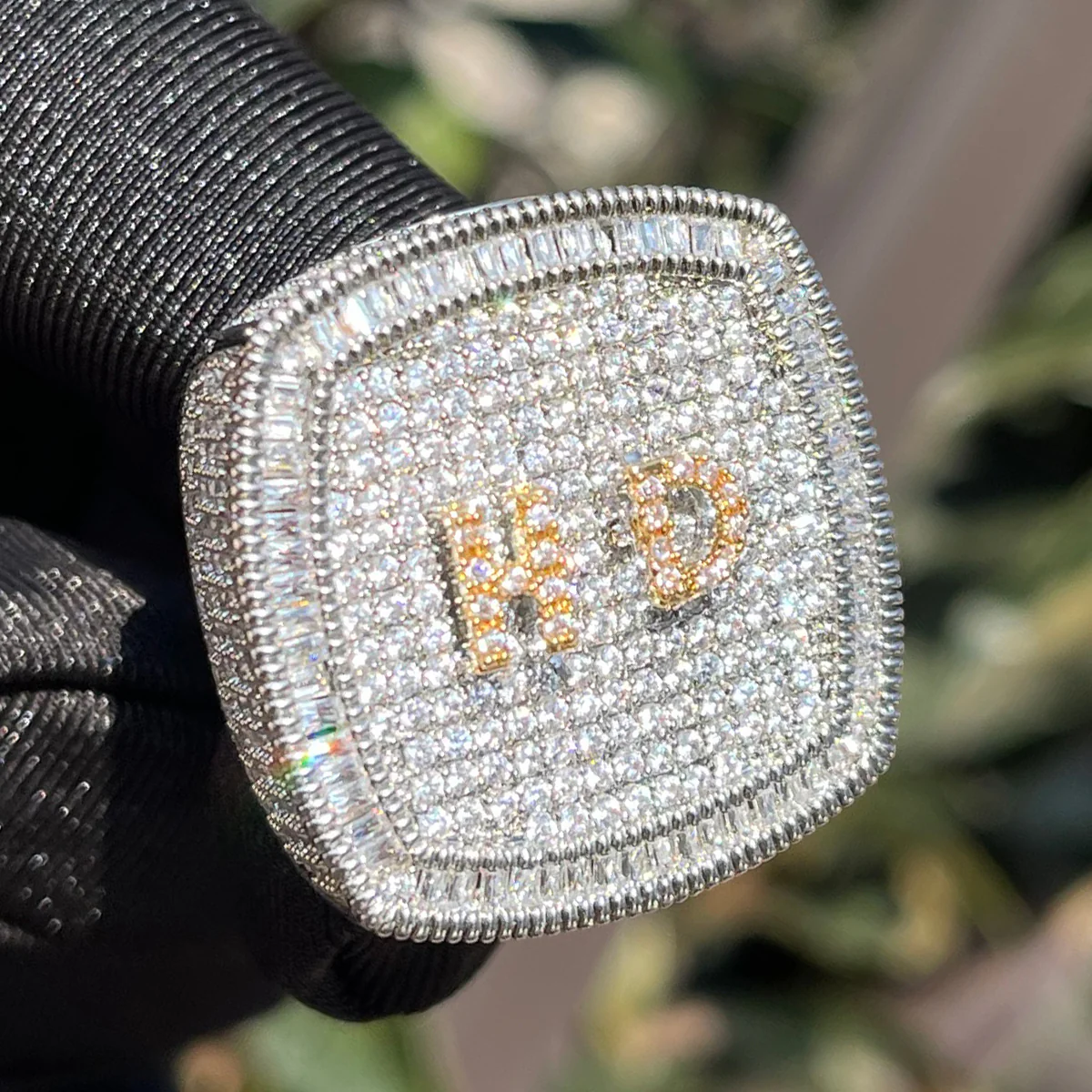 Iced Out Custom Letters Diamond Ring - Image 8