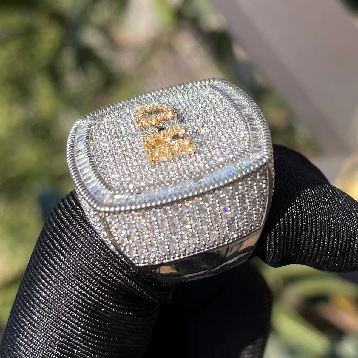 Iced Out Custom Letters Diamond Ring - Image 9