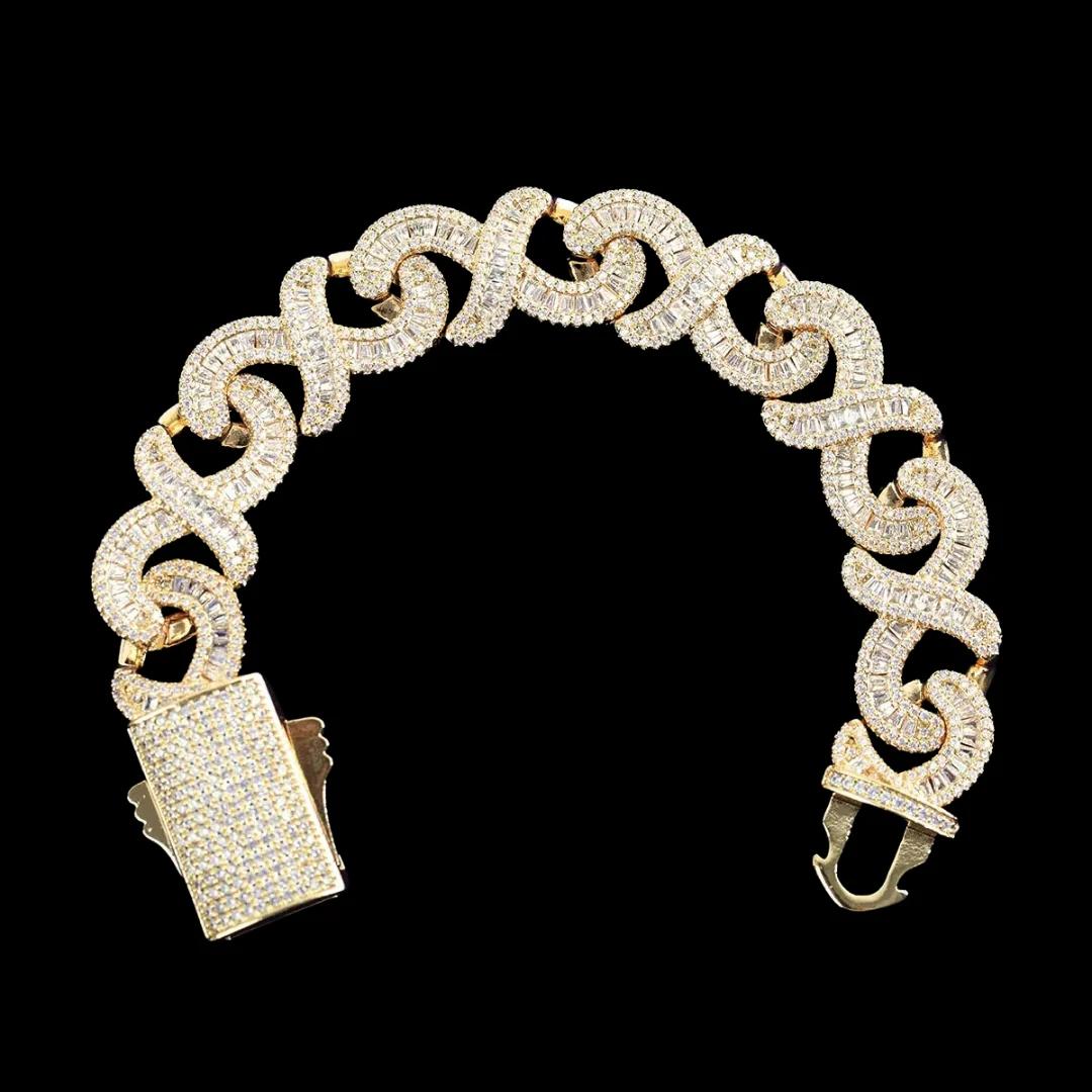 18mm Infinity Link Double Clasp Iced Out Diamond Bracelet - Image 3