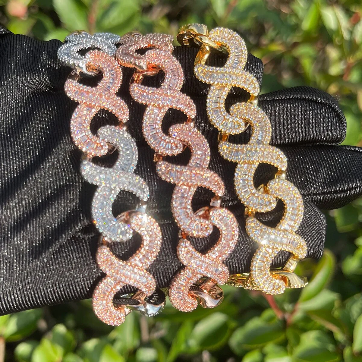 18mm Infinity Link Double Clasp Iced Out Diamond Bracelet - Image 4