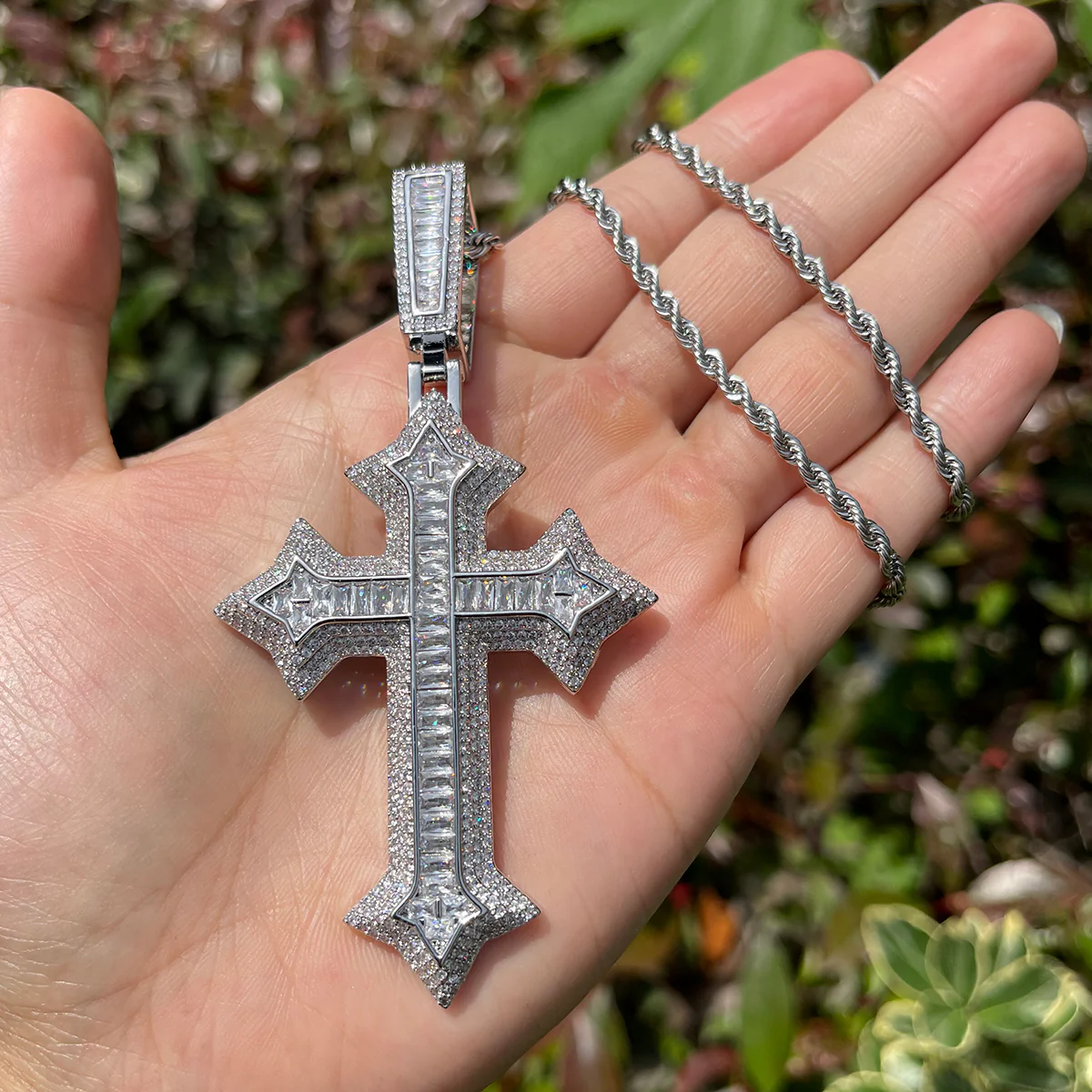 Eternal Ice Cross Iced Out Diamond Pendant Necklace - Image 3