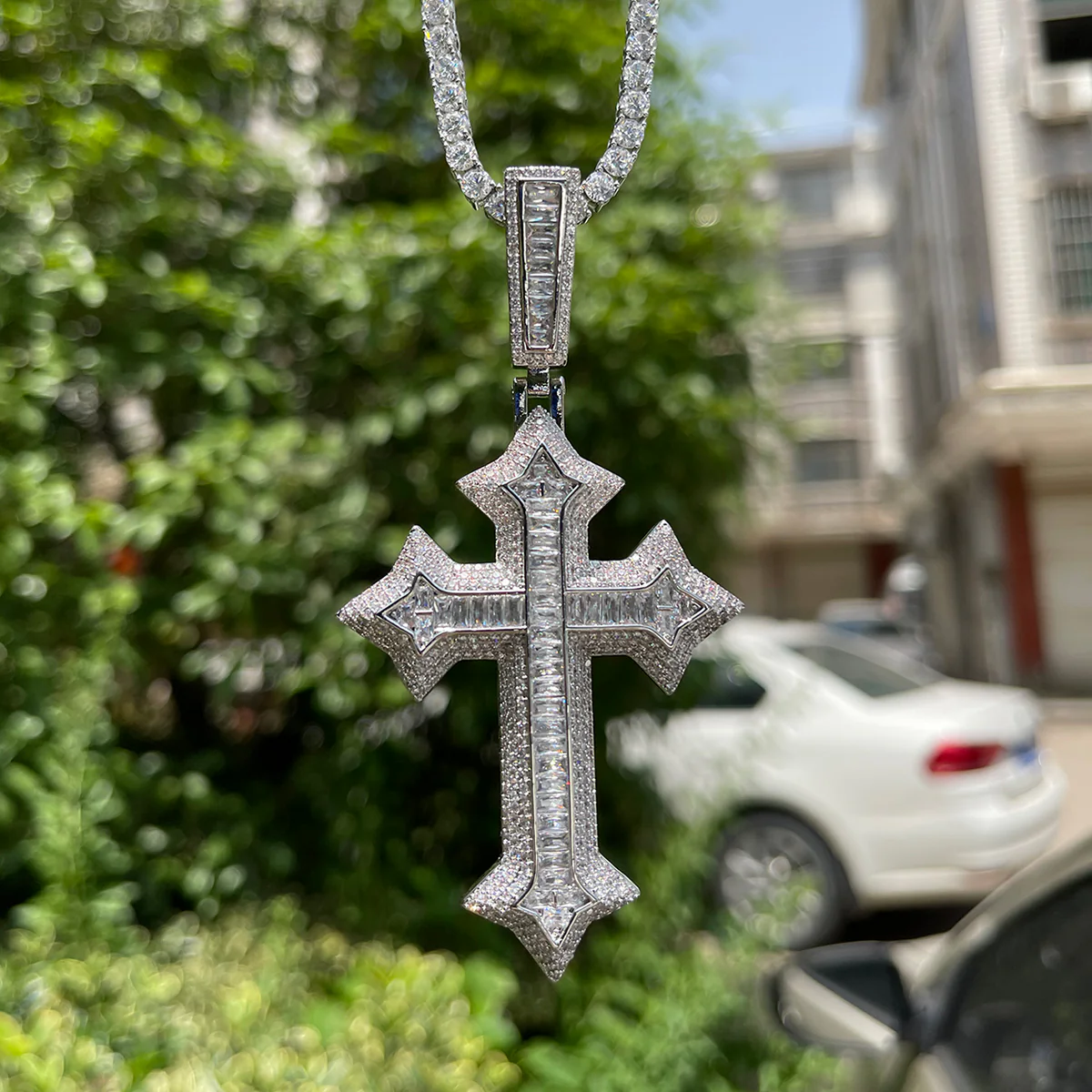 Eternal Ice Cross Iced Out Diamond Pendant Necklace - Image 4