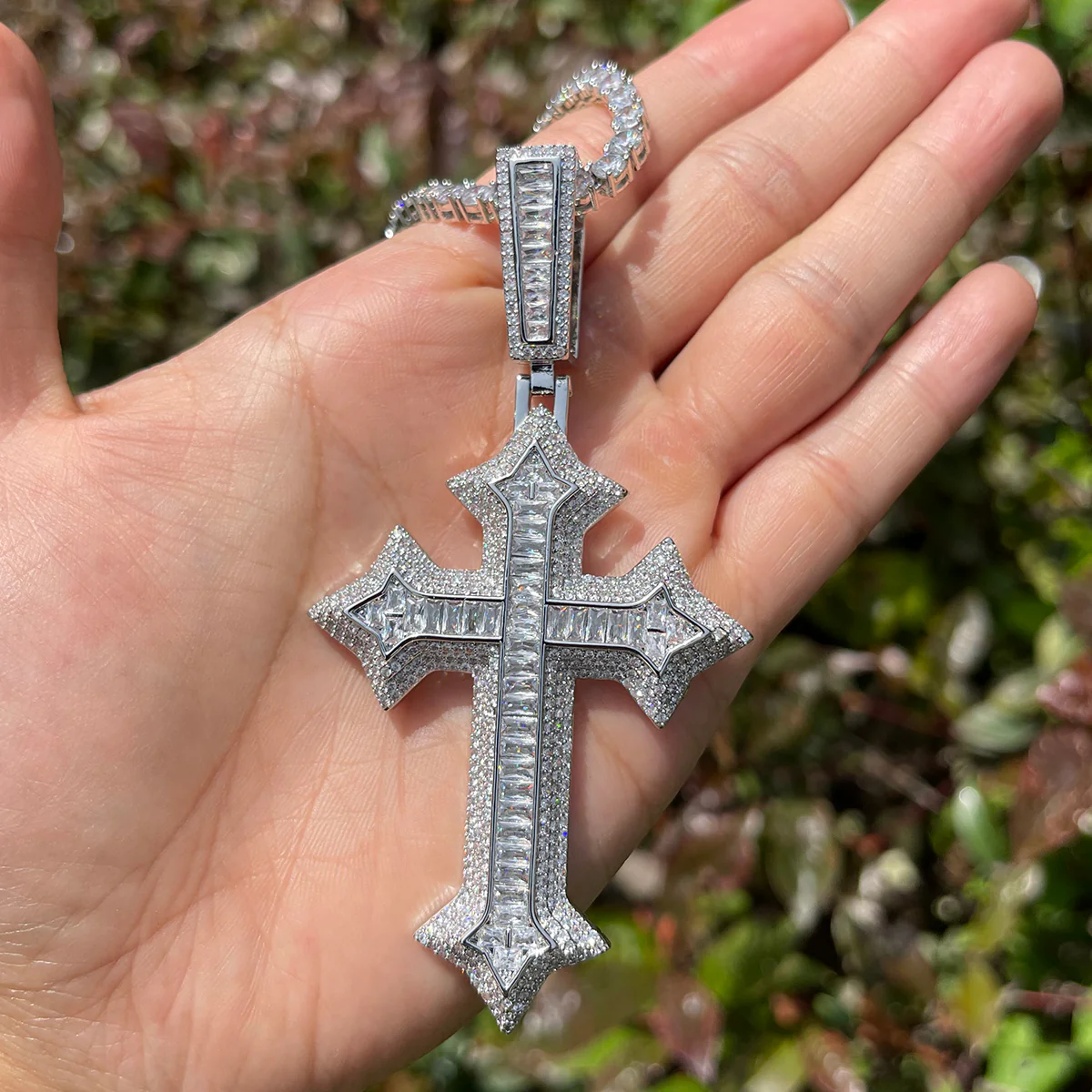 Eternal Ice Cross Iced Out Diamond Pendant Necklace - Image 5