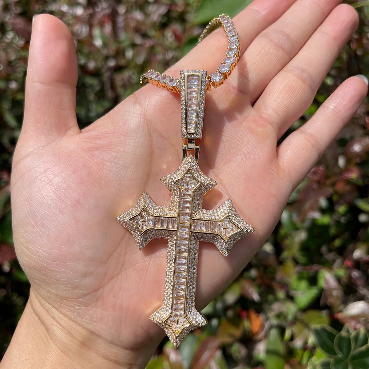 Eternal Ice Cross Iced Out Diamond Pendant Necklace - Image 6