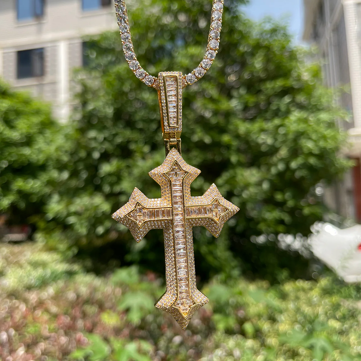 Eternal Ice Cross Iced Out Diamond Pendant Necklace - Image 7