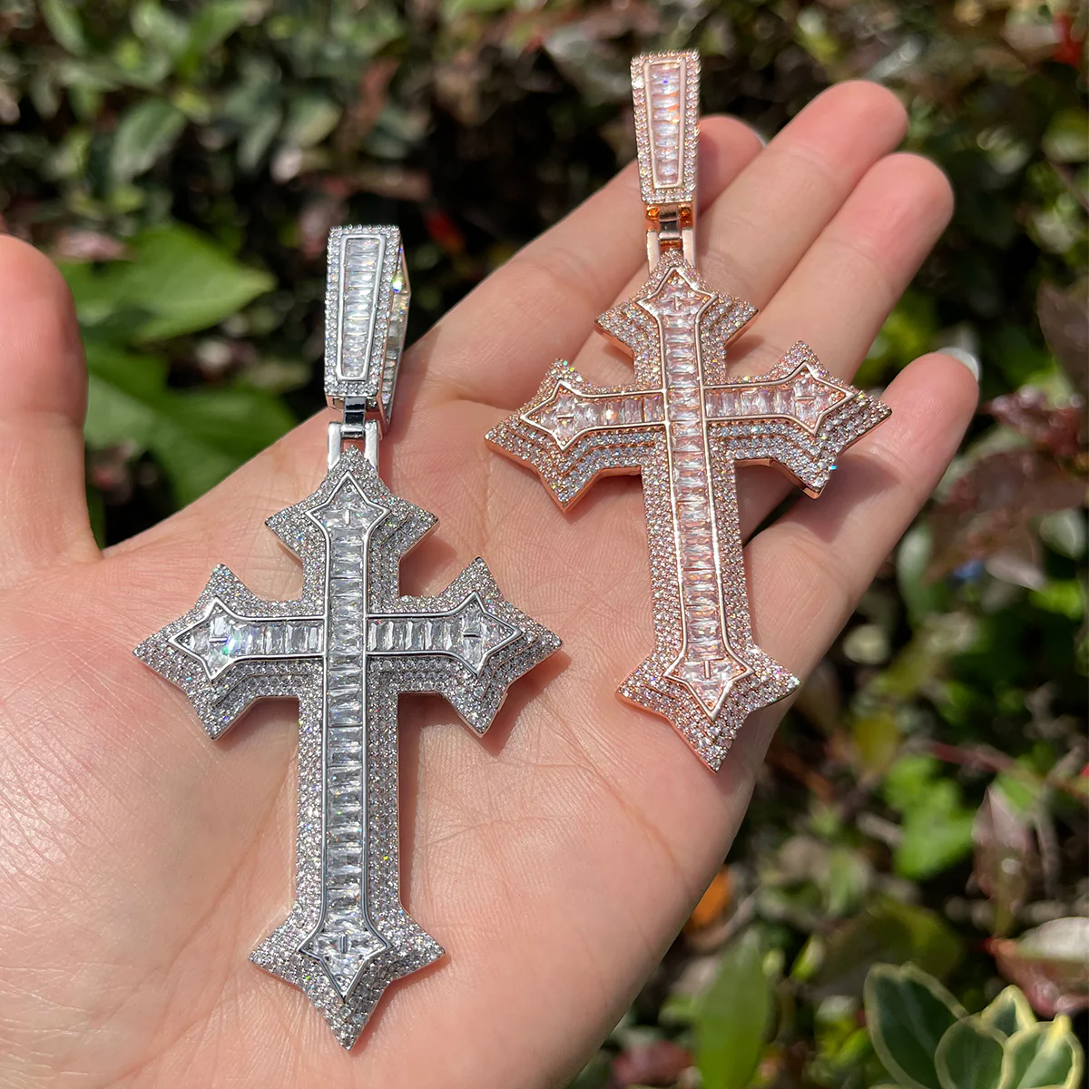 Eternal Ice Cross Iced Out Diamond Pendant Necklace - Image 9