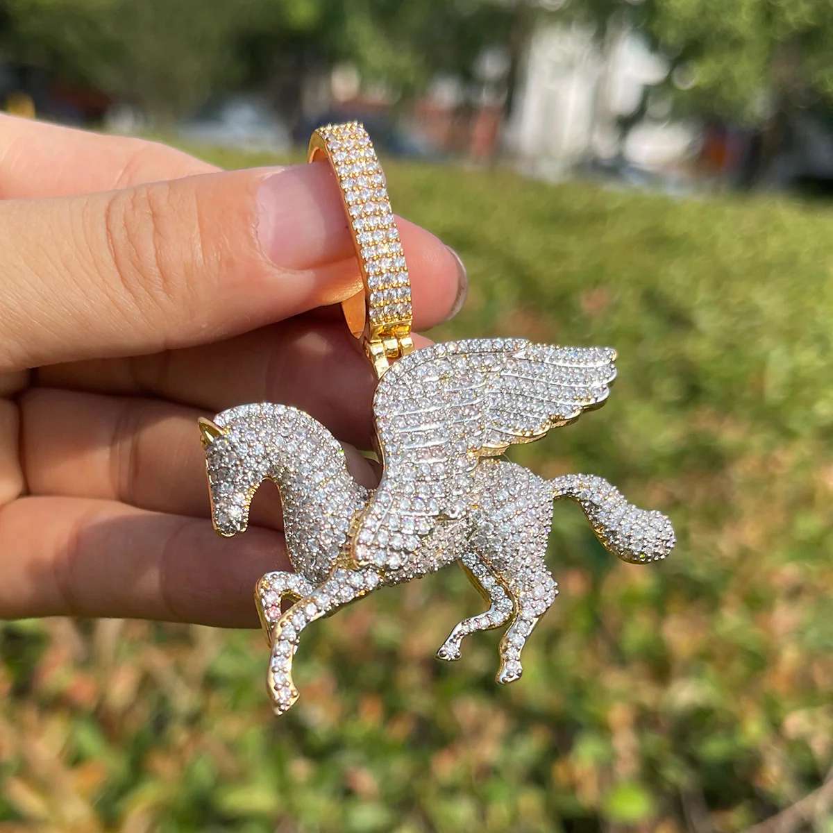Pegasus Iced Out Diamond Pendant Necklace - Image 2