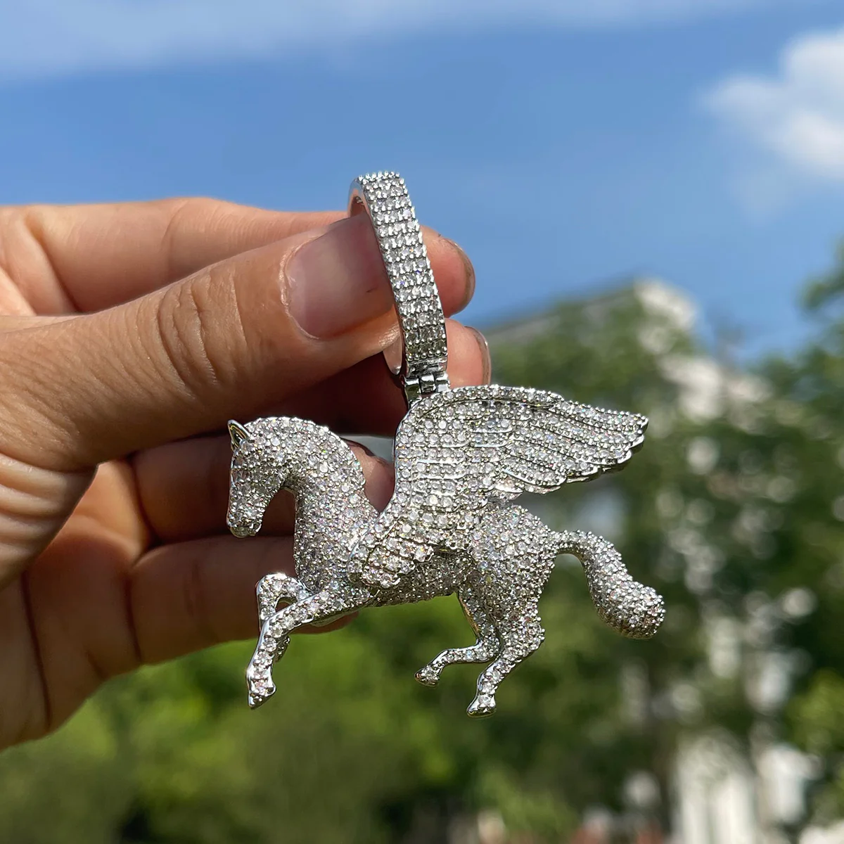 Pegasus Iced Out Diamond Pendant Necklace - Image 5