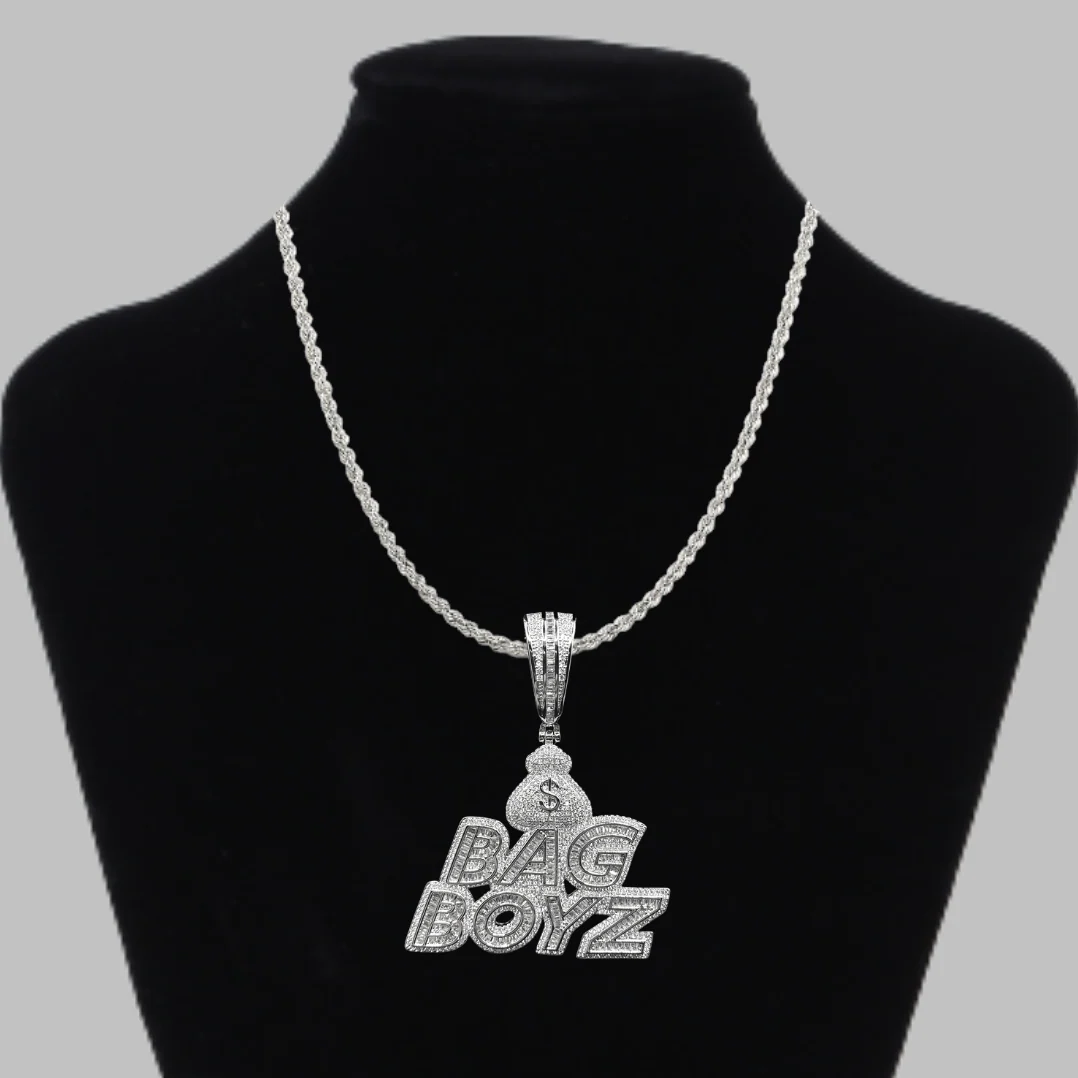 Bag Boyz with Money Bag Iced Out Diamond Pendant Necklace - Image 2