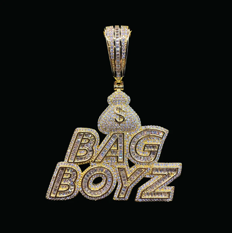 Bag Boyz with Money Bag Iced Out Diamond Pendant Necklace - Image 3