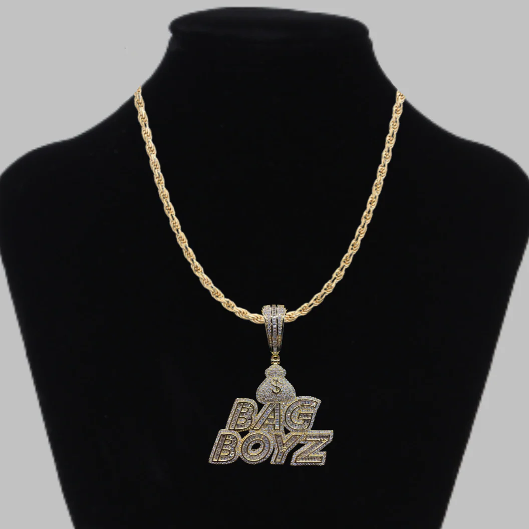 Bag Boyz with Money Bag Iced Out Diamond Pendant Necklace - Image 4