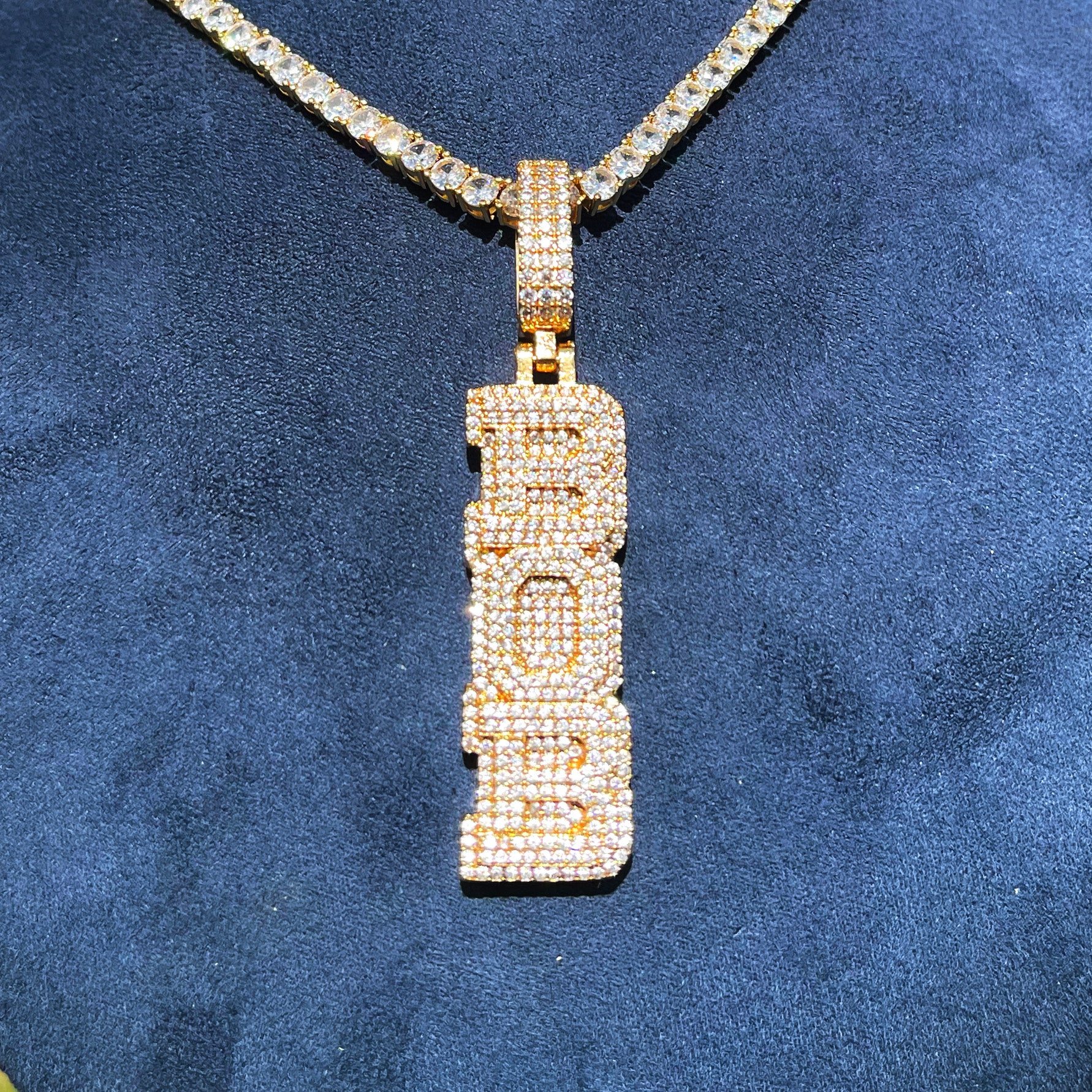 Stacked Letters Iced Out Personalized Custom Name Necklace Pendant - Image 6