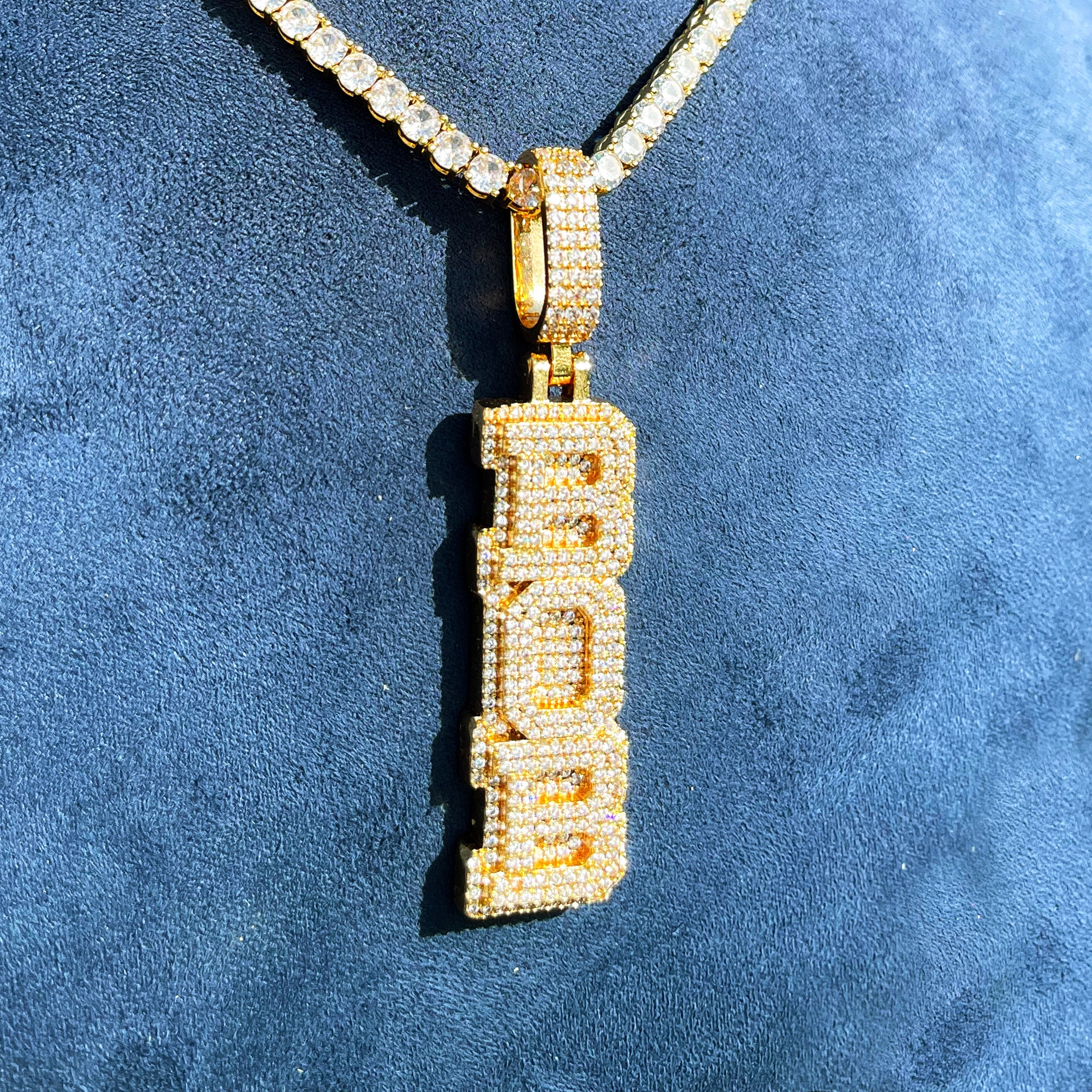 Stacked Letters Iced Out Personalized Custom Name Necklace Pendant - Image 7