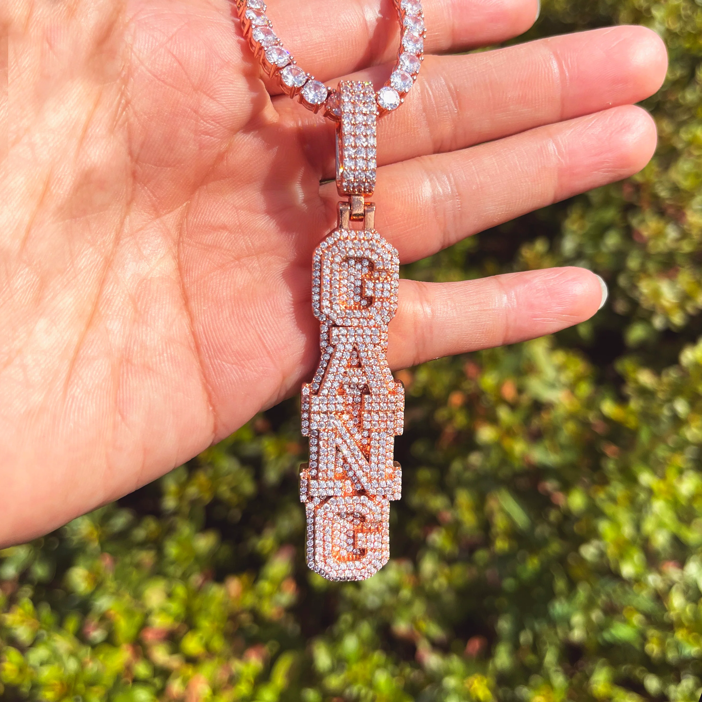 Stacked Letters Iced Out Personalized Custom Name Necklace Pendant - Image 8