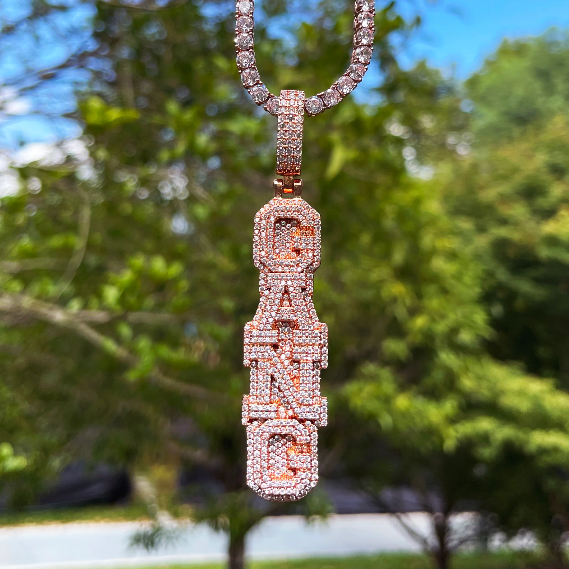 Stacked Letters Iced Out Personalized Custom Name Necklace Pendant - Image 9
