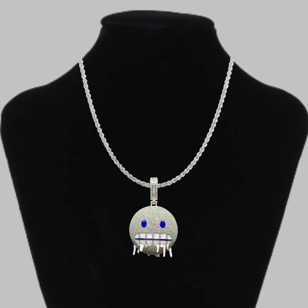 Iceman Blue Eyed Drippy Mouth Iced Out Diamond Pendant Necklace - Image 2