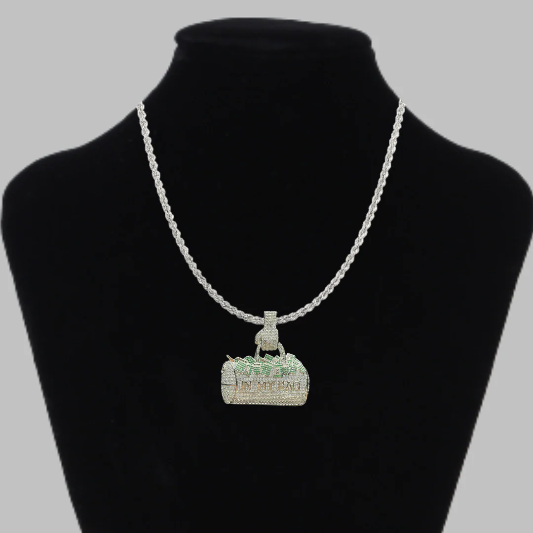 In My Bag Iced Out Letter Diamond Pendant Necklace - Image 4