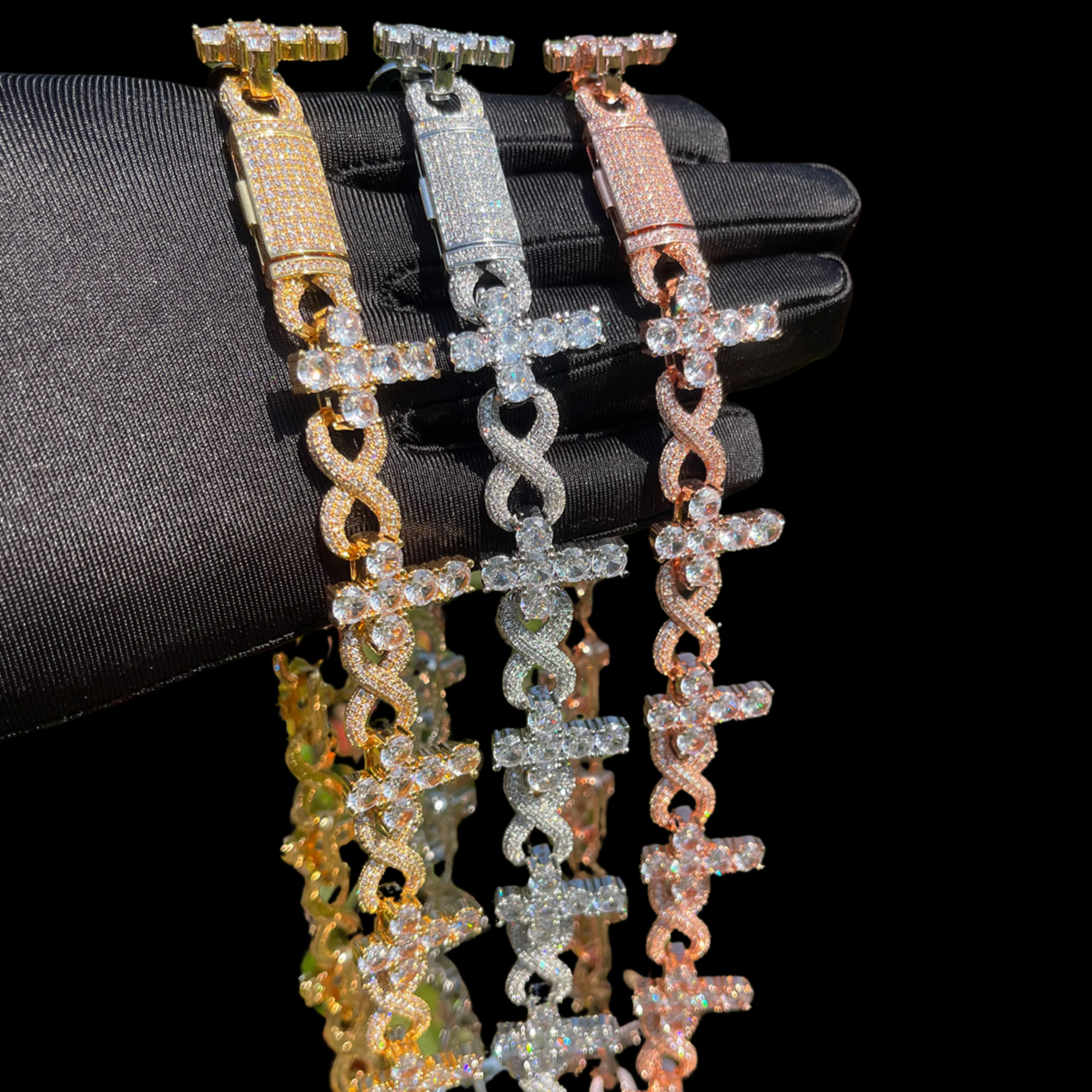 18MM Infinity Tennis Cross Iced Out Diamond Necklace Chain - Image 2