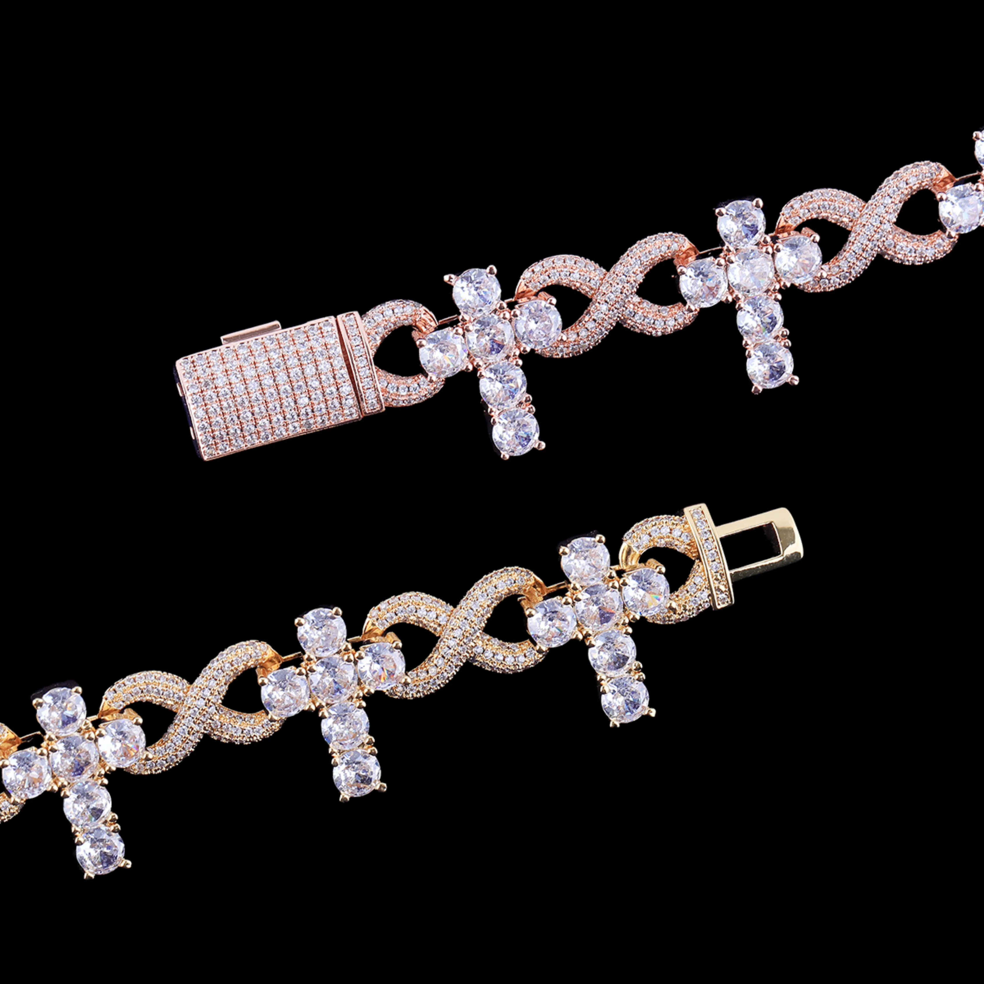 18MM Infinity Tennis Cross Iced Out Diamond Necklace Chain - Image 4