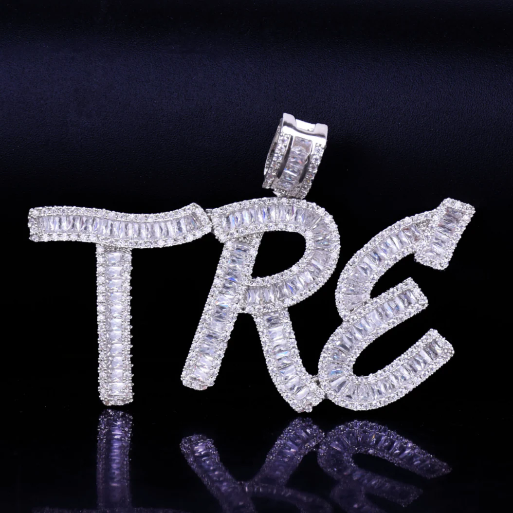 Italic Iced Out Personalized Custom Name Necklace Pendant - Image 10