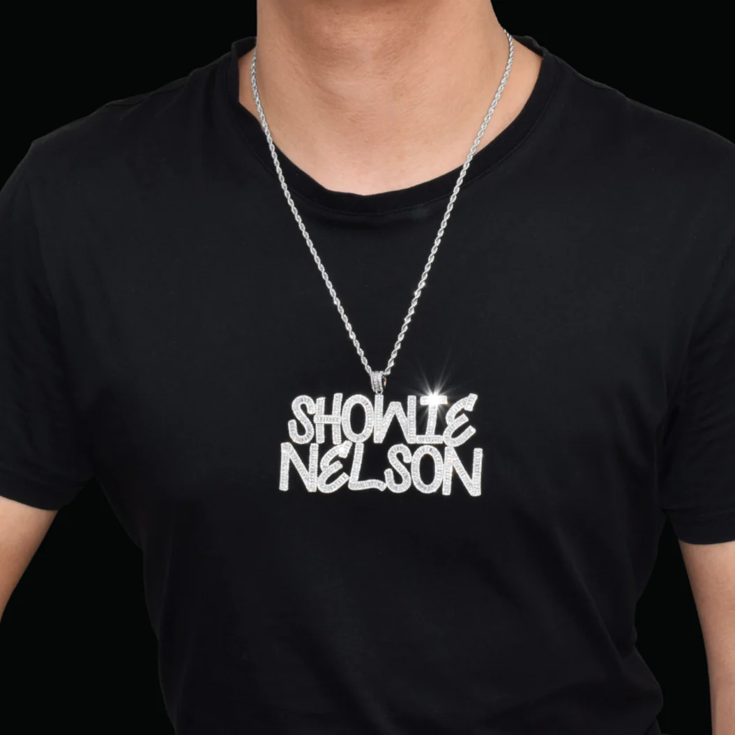 Italic Iced Out Personalized Custom Name Necklace Pendant - Image 6