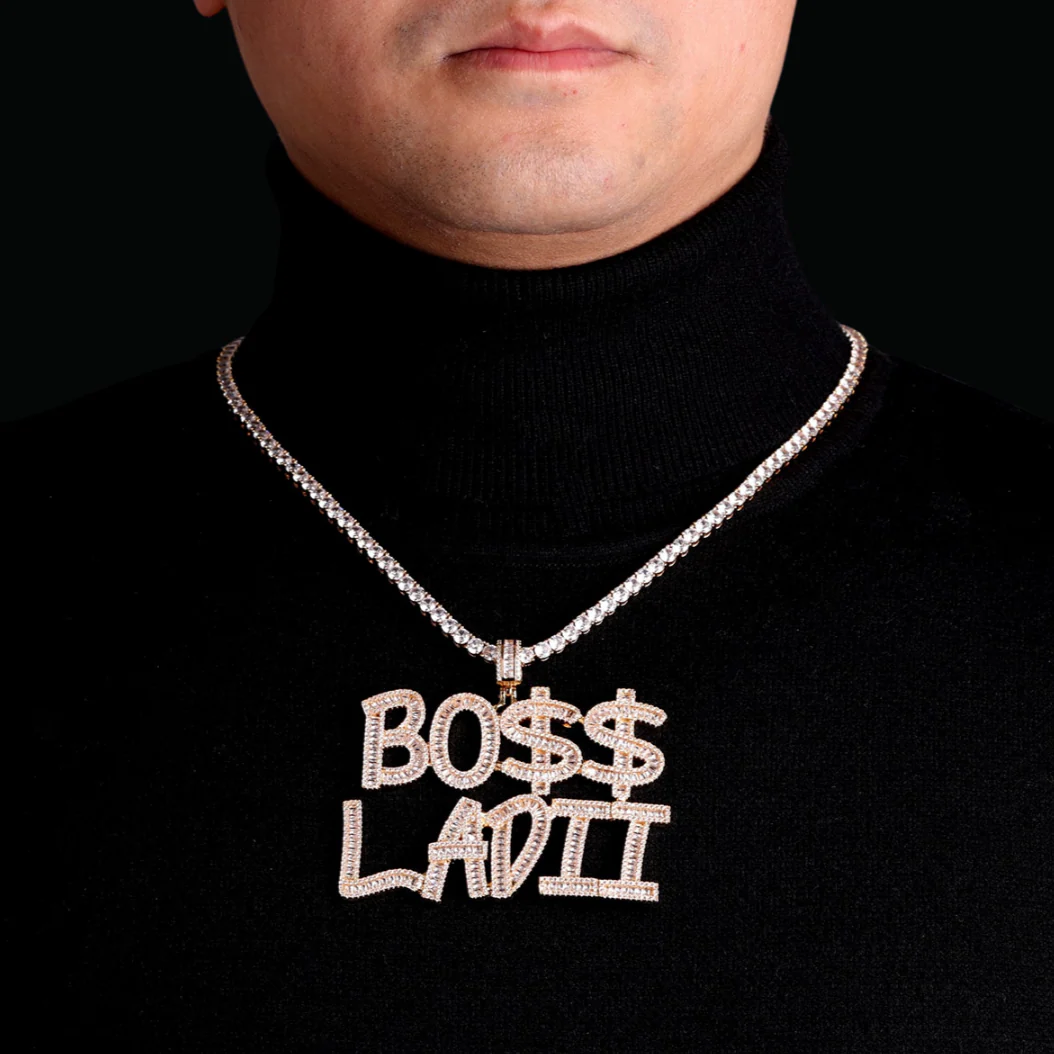 Italic Iced Out Personalized Custom Name Necklace Pendant - Image 7
