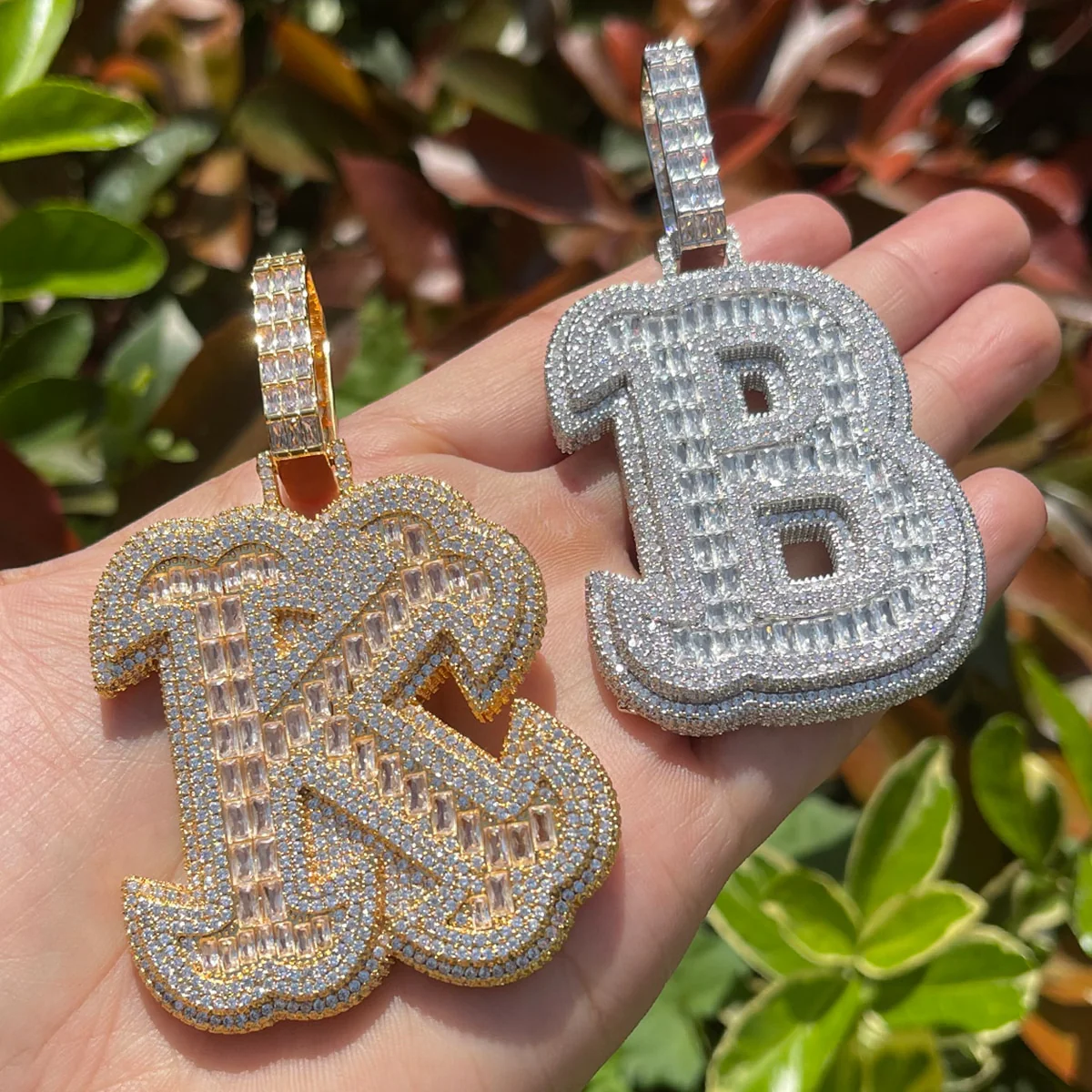 King Style Baguette Bail Iced Out Initial Custom Name Necklace Pendant - Image 2
