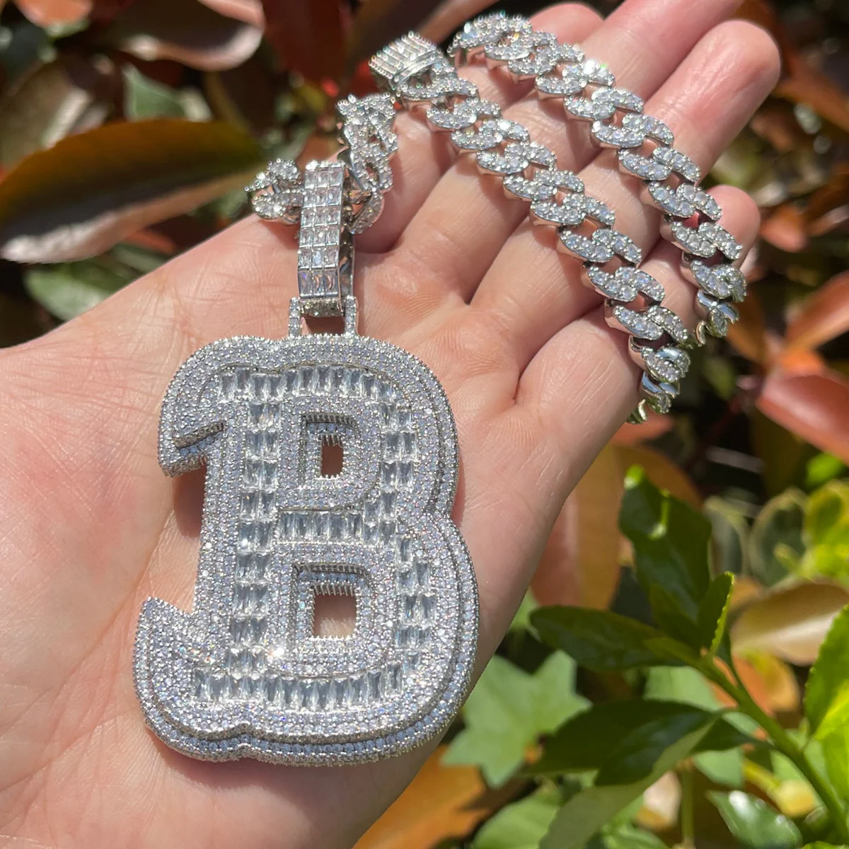 King Style Baguette Bail Iced Out Initial Custom Name Necklace Pendant - Image 3