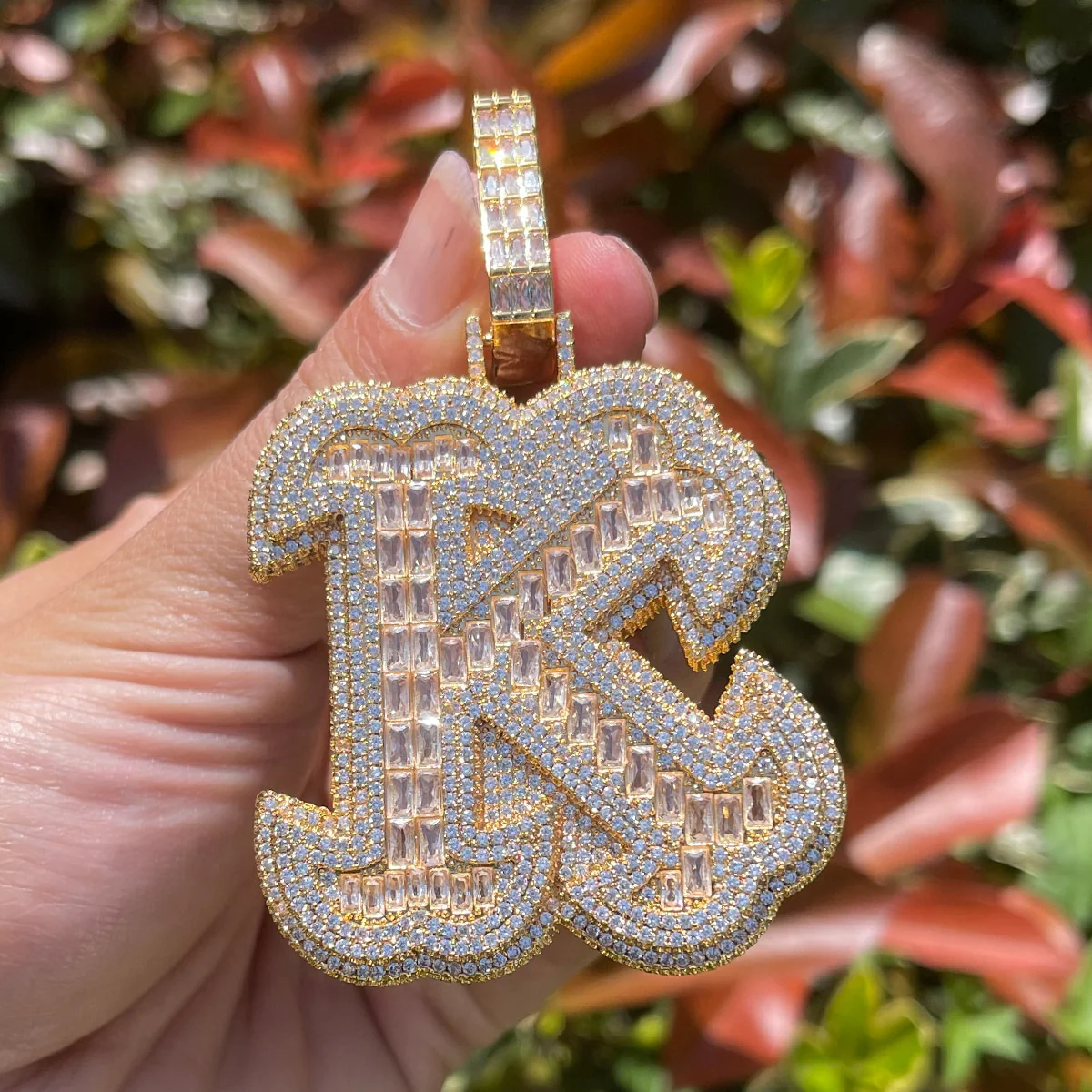 King Style Baguette Bail Iced Out Initial Custom Name Necklace Pendant - Image 4