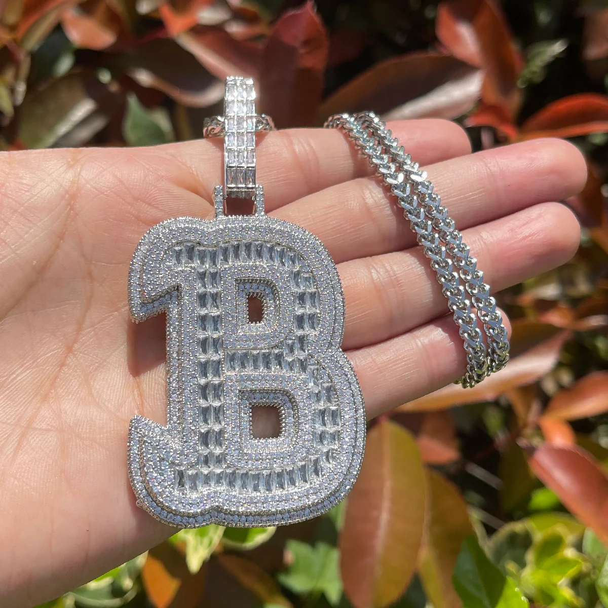 King Style Baguette Bail Iced Out Initial Custom Name Necklace Pendant - Image 6