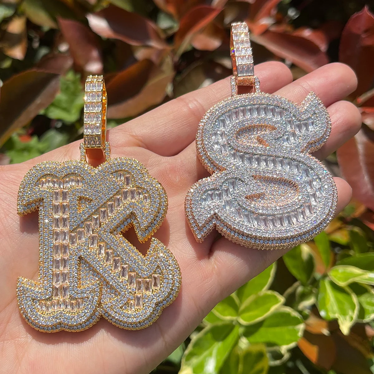 King Style Baguette Bail Iced Out Initial Custom Name Necklace Pendant - Image 8