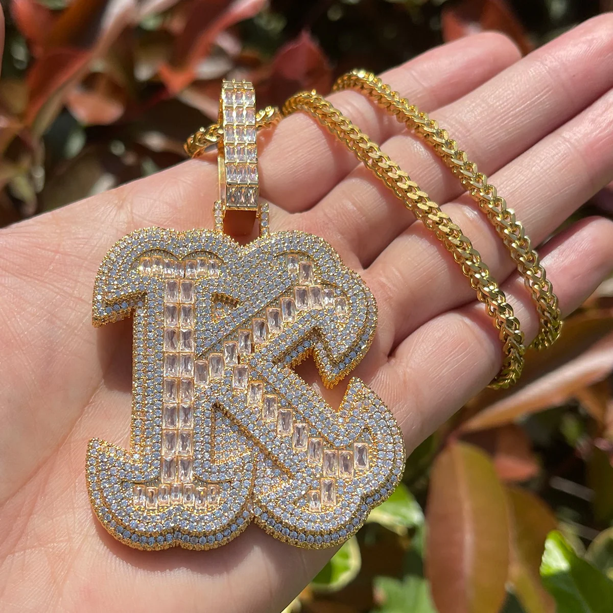 King Style Baguette Bail Iced Out Initial Custom Name Necklace Pendant - Image 9