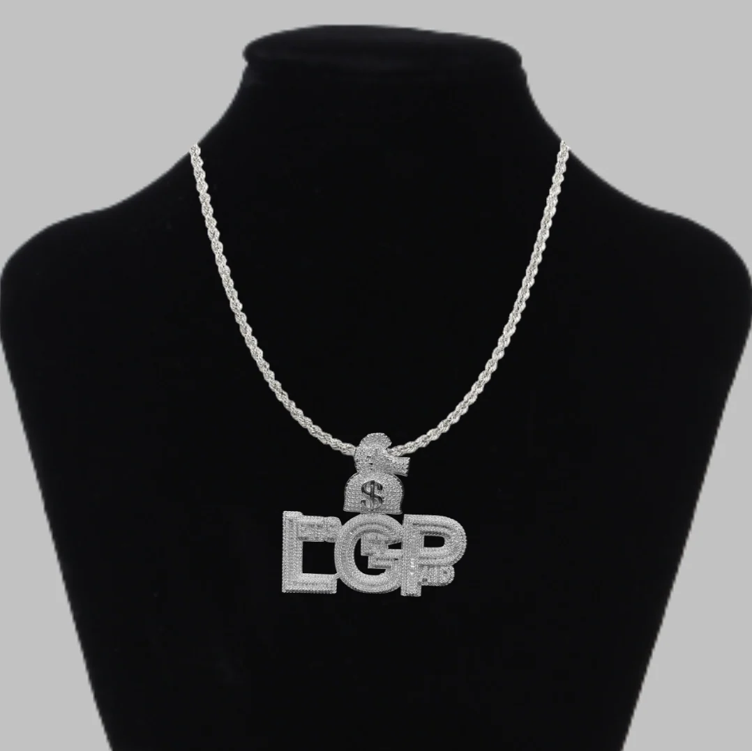 LGP Let's Get Paid Iced Out Letter Diamond Pendant Necklace - Image 2