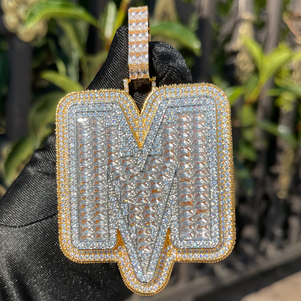 Lightning Iced Out Initial Custom Name Necklace Pendant - Image 10