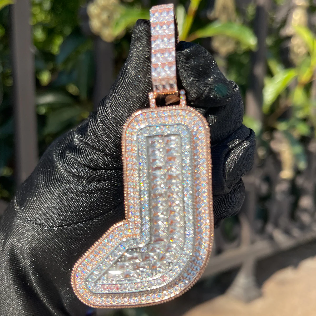 Lightning Iced Out Initial Custom Name Necklace Pendant - Image 4