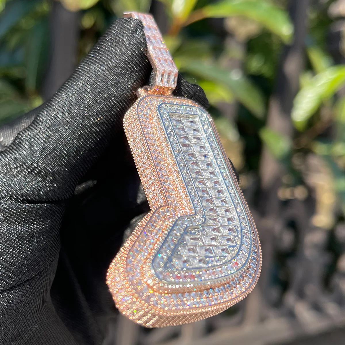 Lightning Iced Out Initial Custom Name Necklace Pendant - Image 5