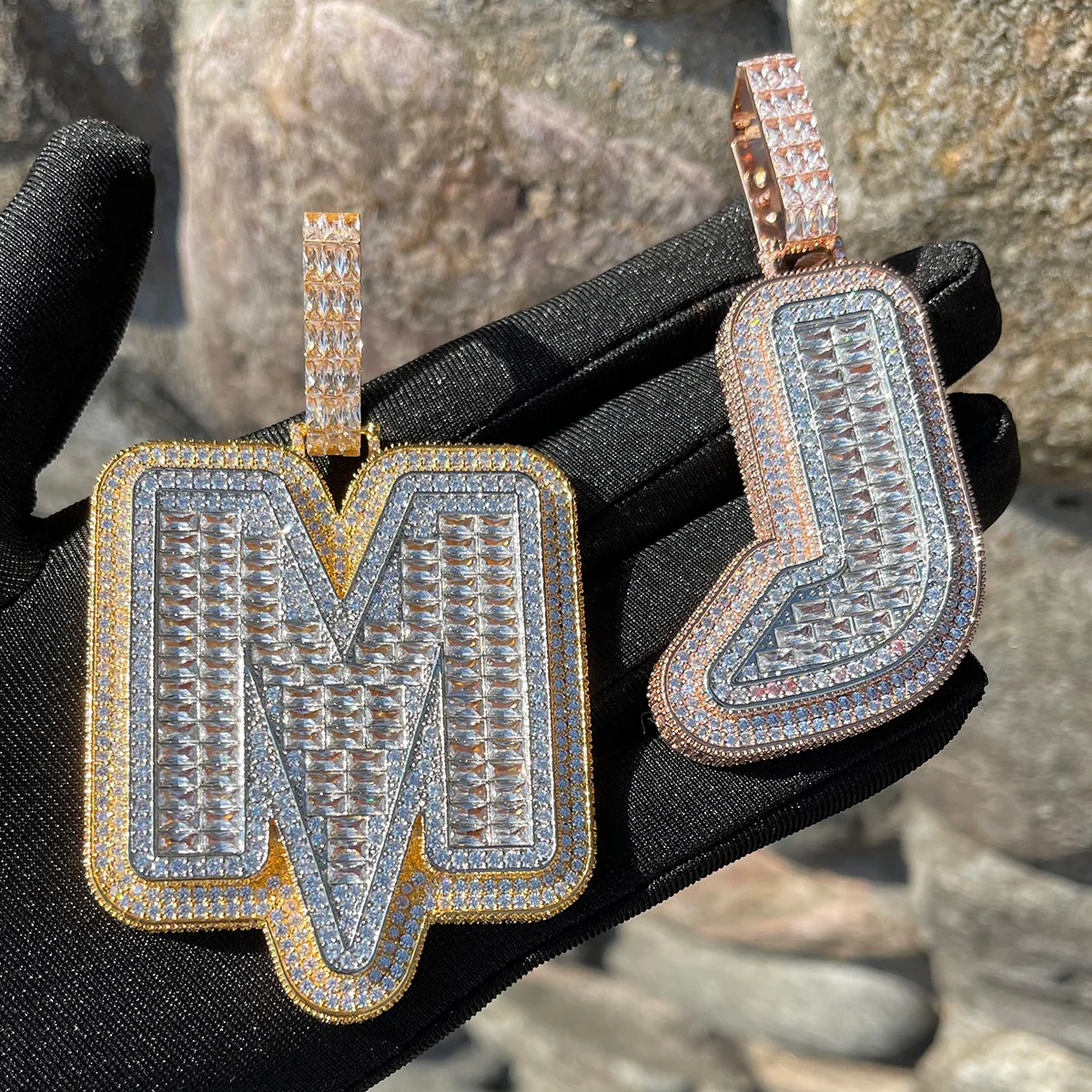 Lightning Iced Out Initial Custom Name Necklace Pendant - Image 6